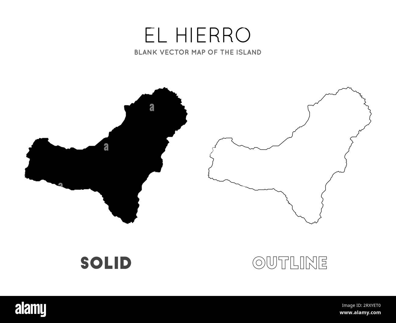Leere Vektorkarte der Insel El Hierro. Borders of El Hierro für Ihre Infografik. Vektorabbildung. Stock Vektor