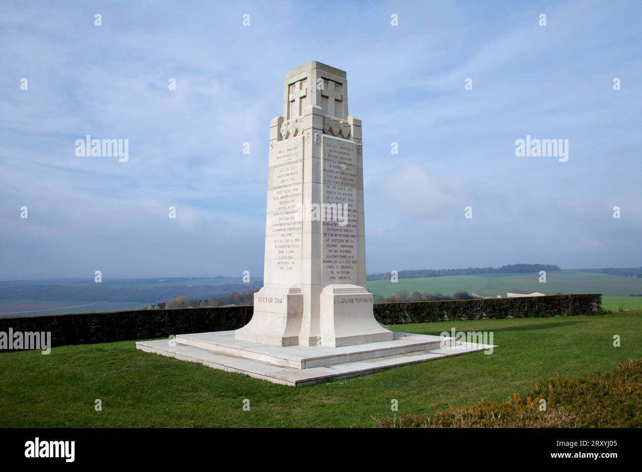 Gedenkstätte für die 316. Infanterie der USA und die 79. Alliierte Expeditionstruppe (AEF) in Montfaucon, Frankreich, Teil der Maas-Argonne Stockfoto