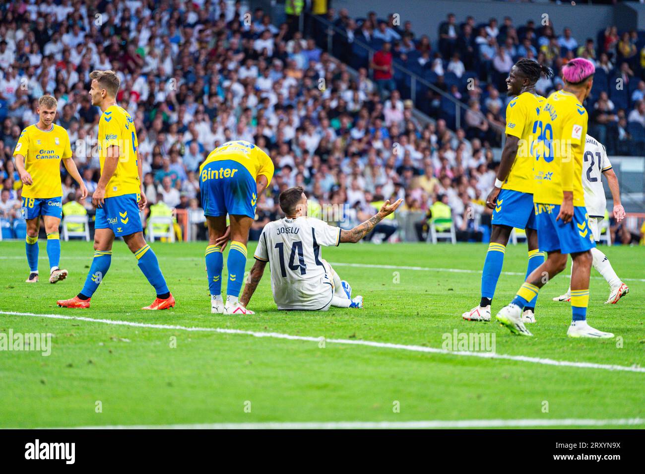 27. September 2023, Madrid, Spanien: Jose Luis Sanmartin Mato (Joselu) (Real Madrid) während des Fußballspiels der spanischen Meisterschaft La Liga EA Sports zwischen Real Madrid und Las Palmas am 27. September 2023 im Bernabeu Stadion in Madrid, Spanien (Credit Image: © Alberto Gardin/ZUMA Press Wire) NUR REDAKTIONELLE VERWENDUNG! Nicht für kommerzielle ZWECKE! Stockfoto