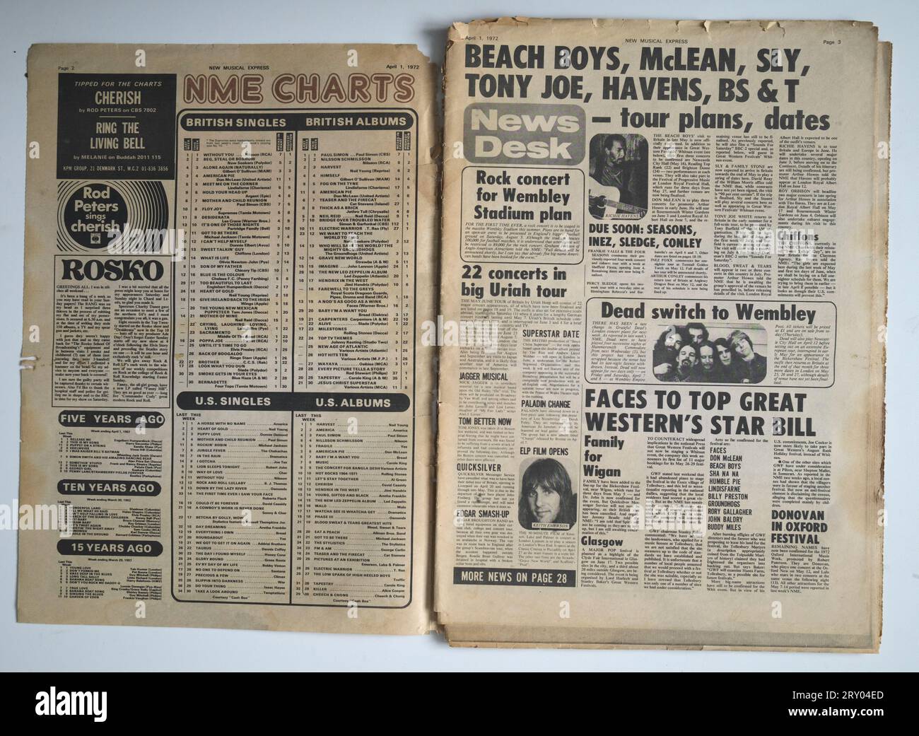 News Pages in 1970s New Musical Express oder NME Stockfoto