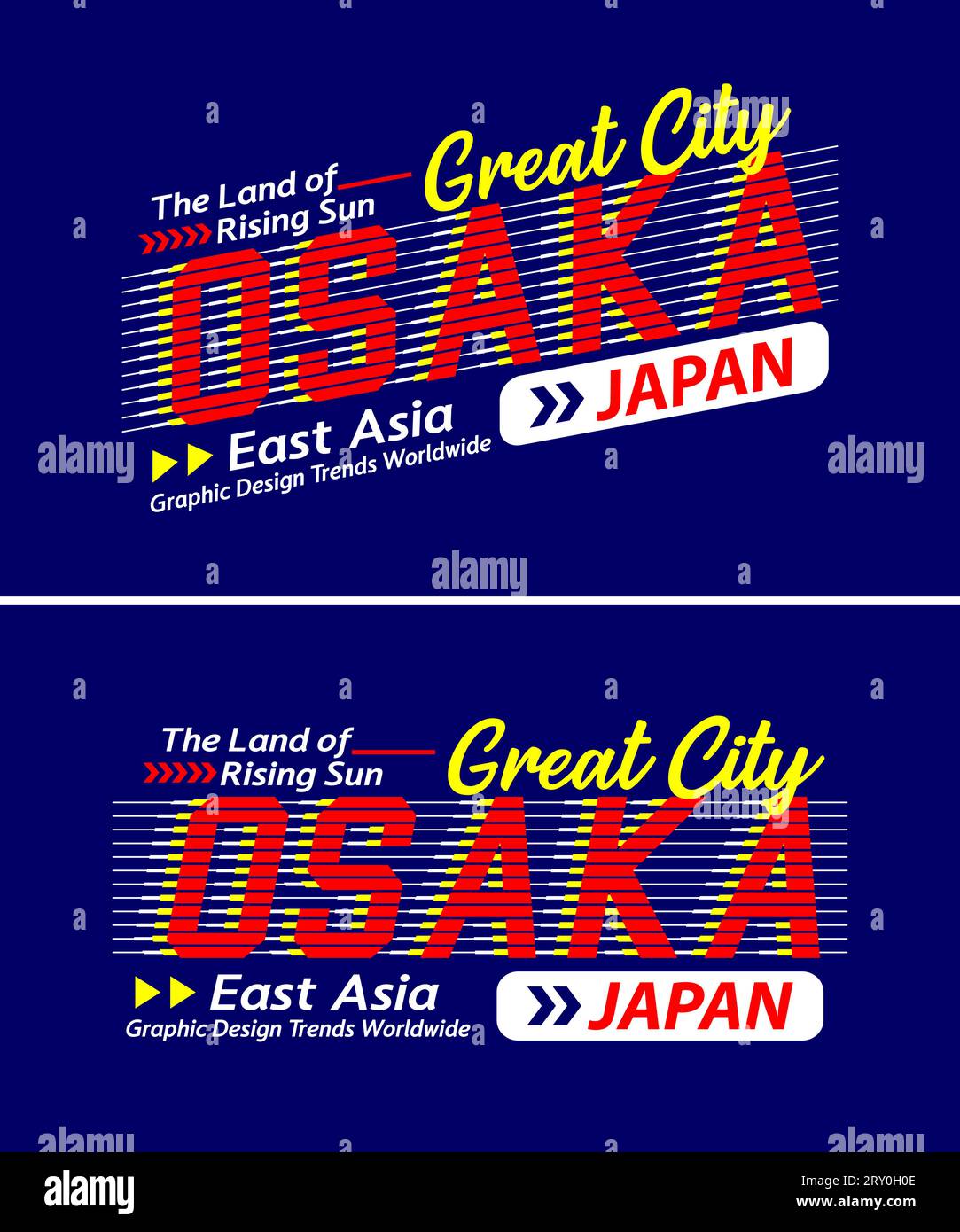 Osaka City Vintage Urban Vibes gestreifte Schattenschrift, Typografie, Poster, Etiketten, zum Drucken auf T-Shirts usw. Stock Vektor