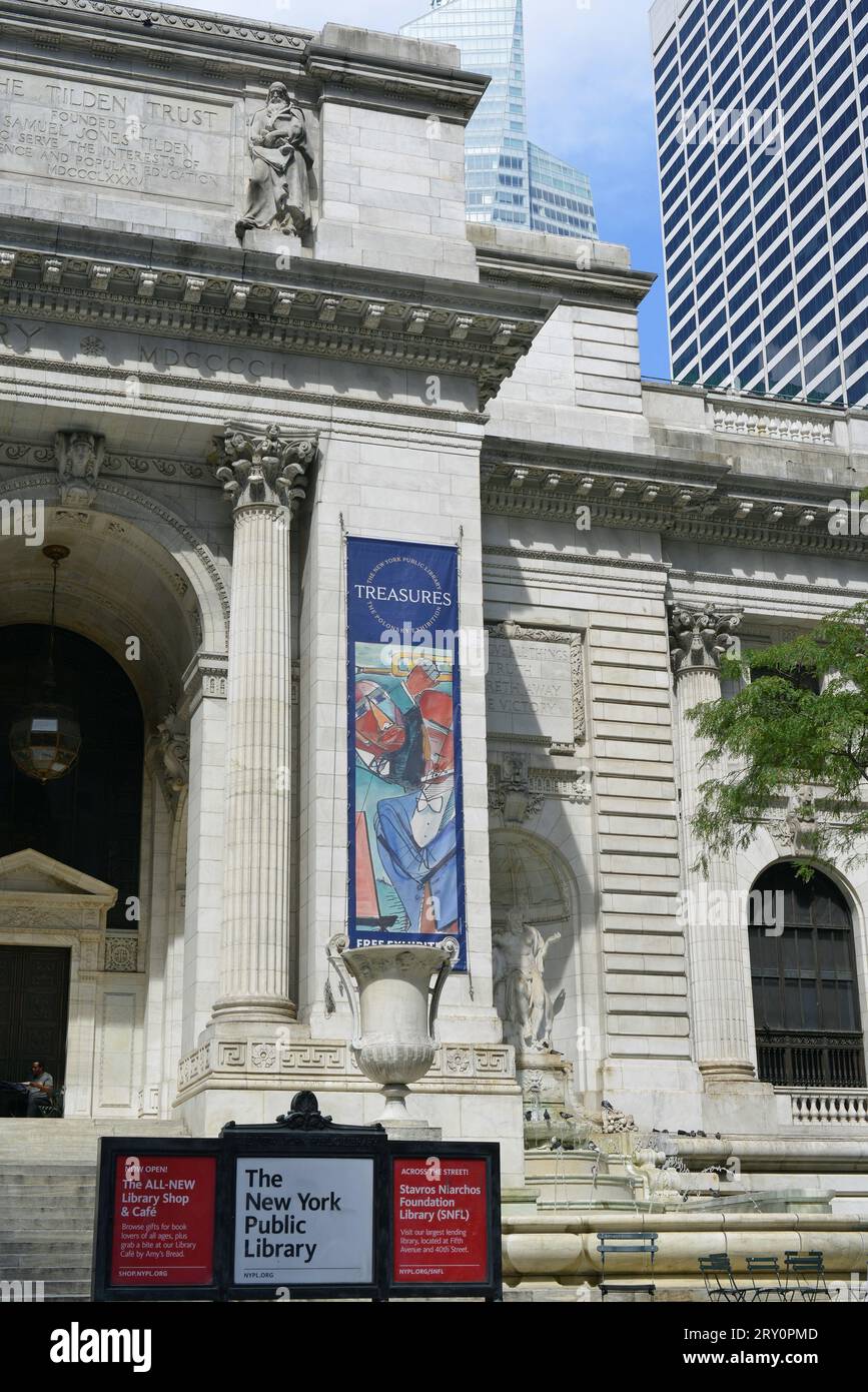 Die New York Public Library, 5th Avenue, Manhattan, New York City, New York, USA Stockfoto