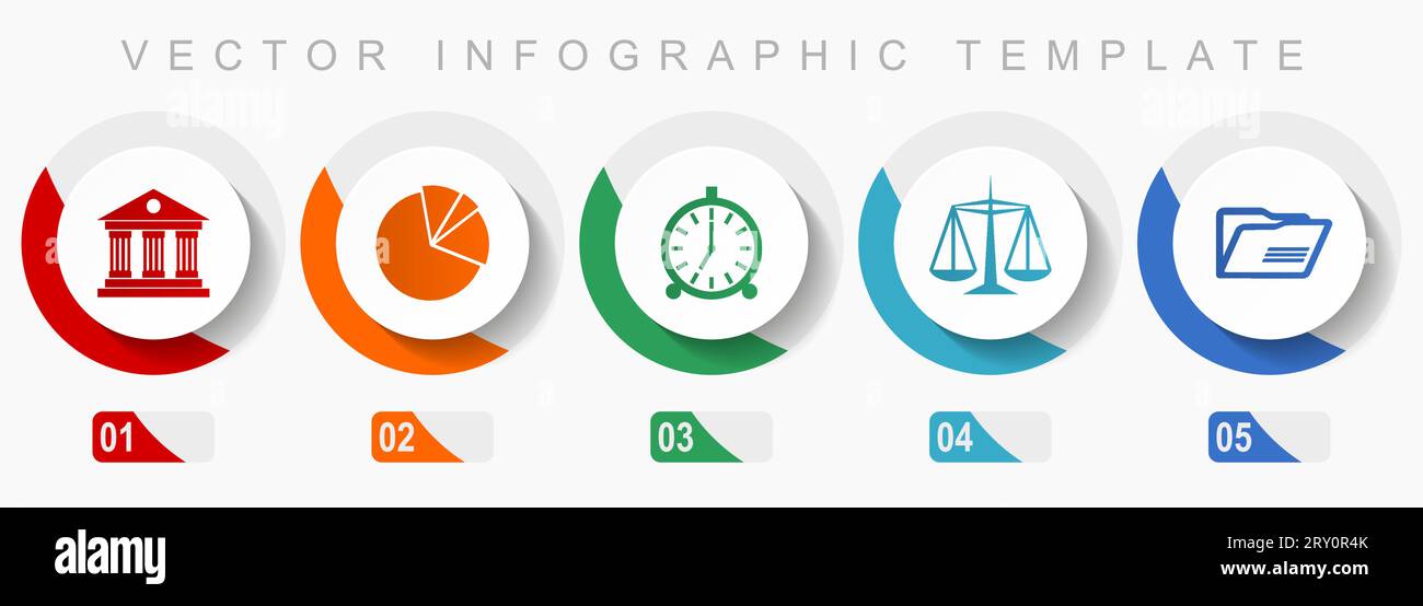 Symbolsatz für den Bildungsbereich, verschiedene Symbole wie Architektur, Grafik, Uhr, Skalen und Ordner, Infografikvorlage für Vektorgrafiken in flachem Design, Webschaltflächen in Stock Vektor
