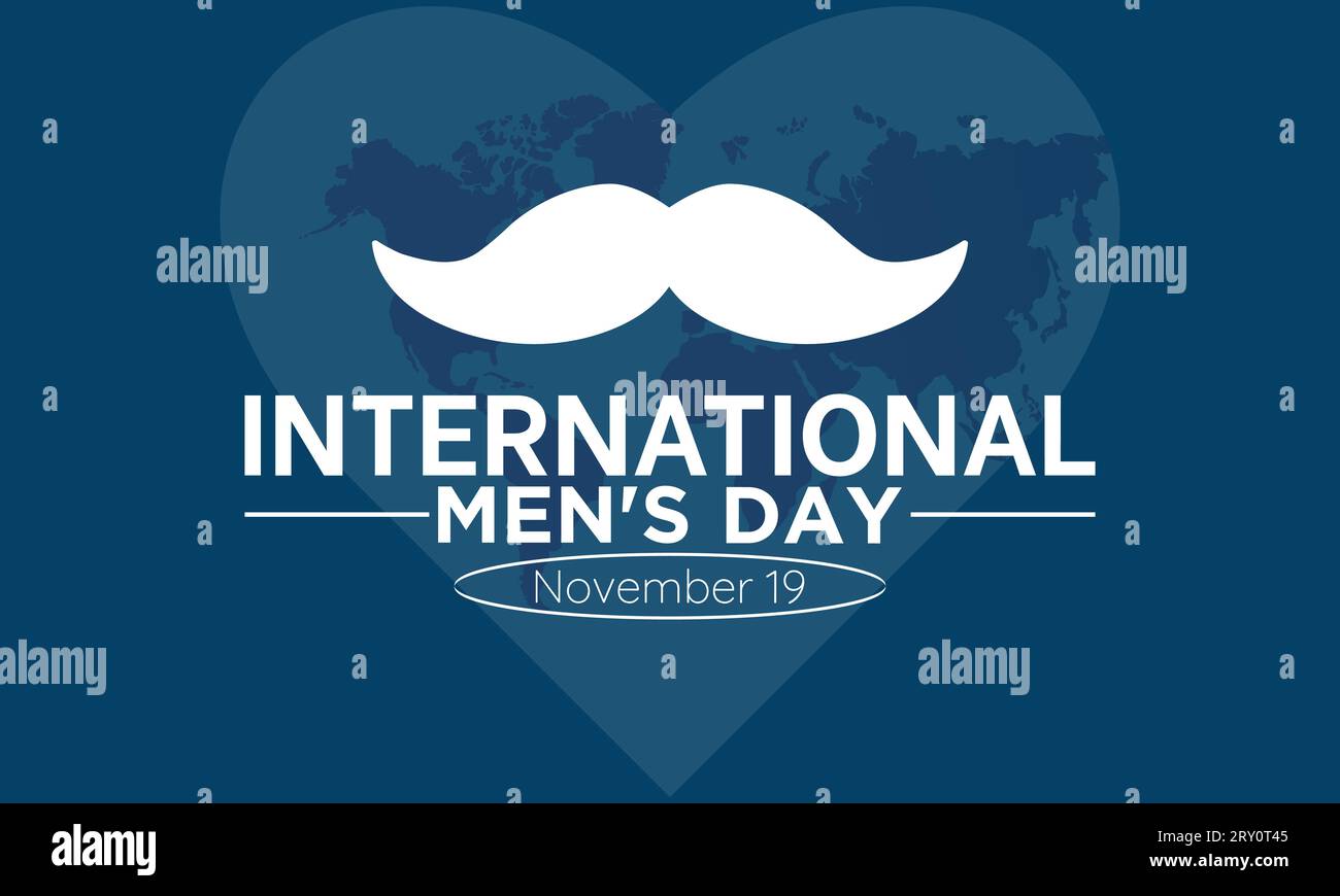 International Men's Day Concept mit Wellness und Lifestyle am 19. November. Vektorvorlage für Hintergrund-, Banner-, Karten- und Posterdesign. Stock Vektor
