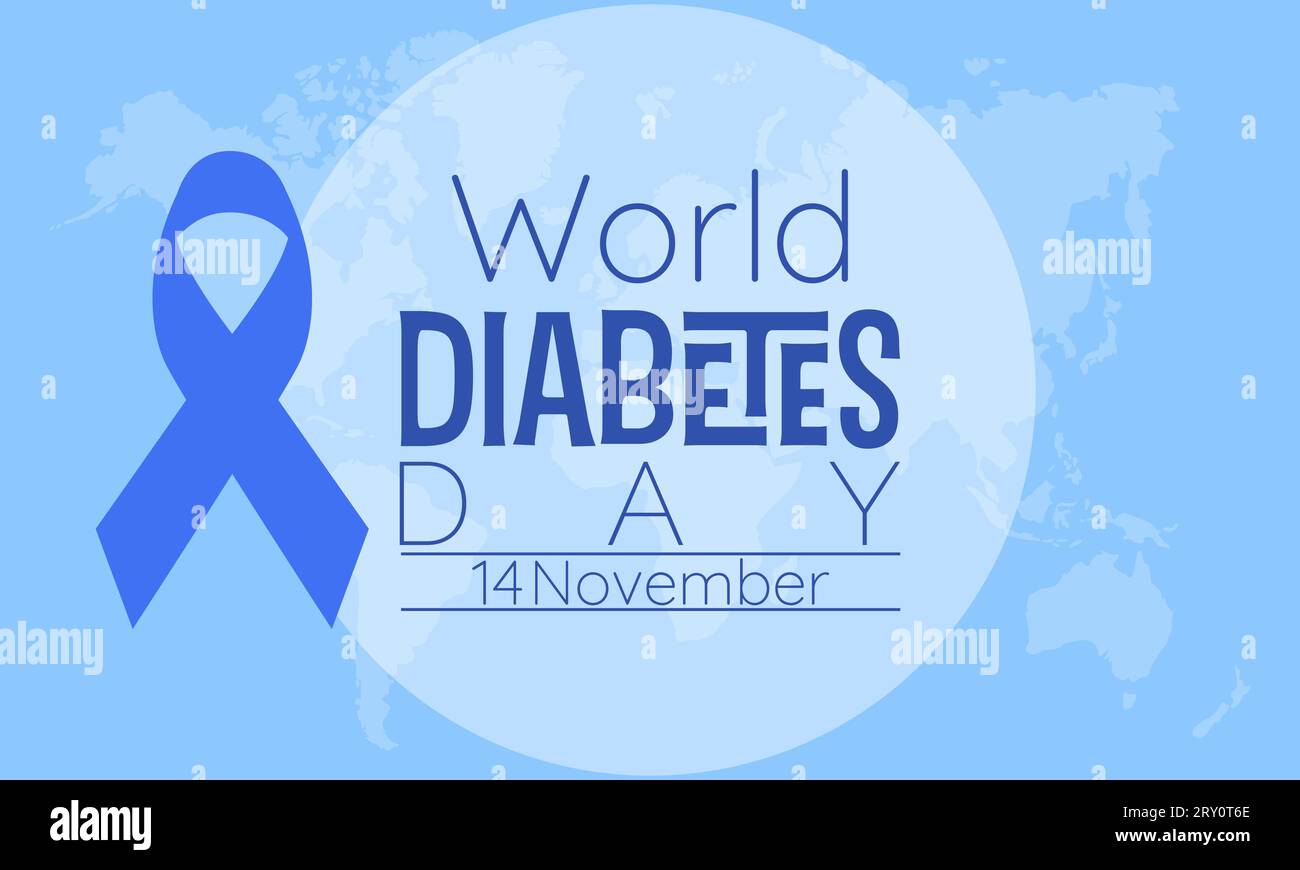 Weltdiabetes-Tag-Vektor-Illustration mit Glukosemonitor und gesundem Lebensstil. Vektorvorlage für Hintergrund-, Banner-, Karten- und Posterdesign. Stock Vektor