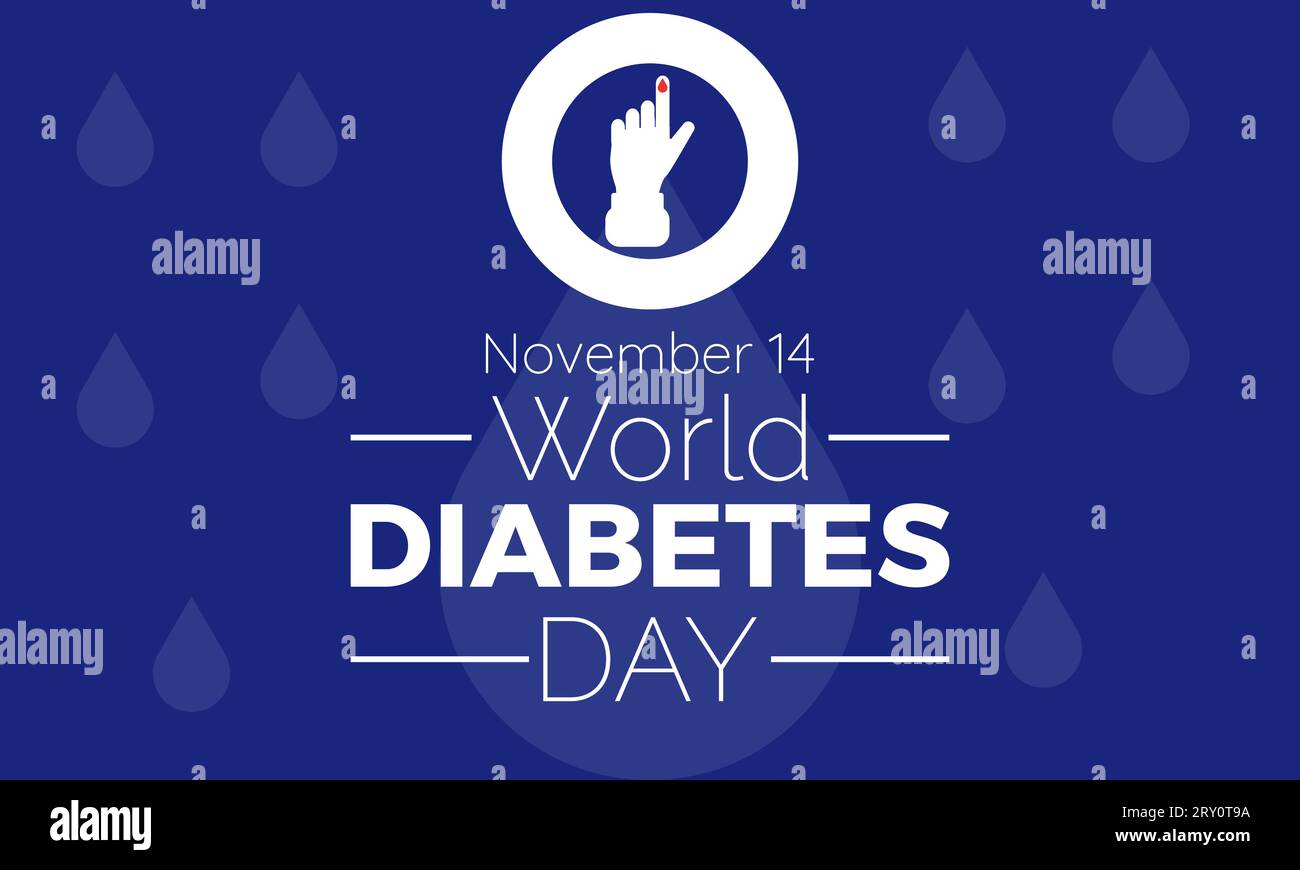 Weltdiabetes-Tag-Vektor-Illustration mit Glukosemonitor und gesundem Lebensstil. Vektorvorlage für Hintergrund-, Banner-, Karten- und Posterdesign. Stock Vektor
