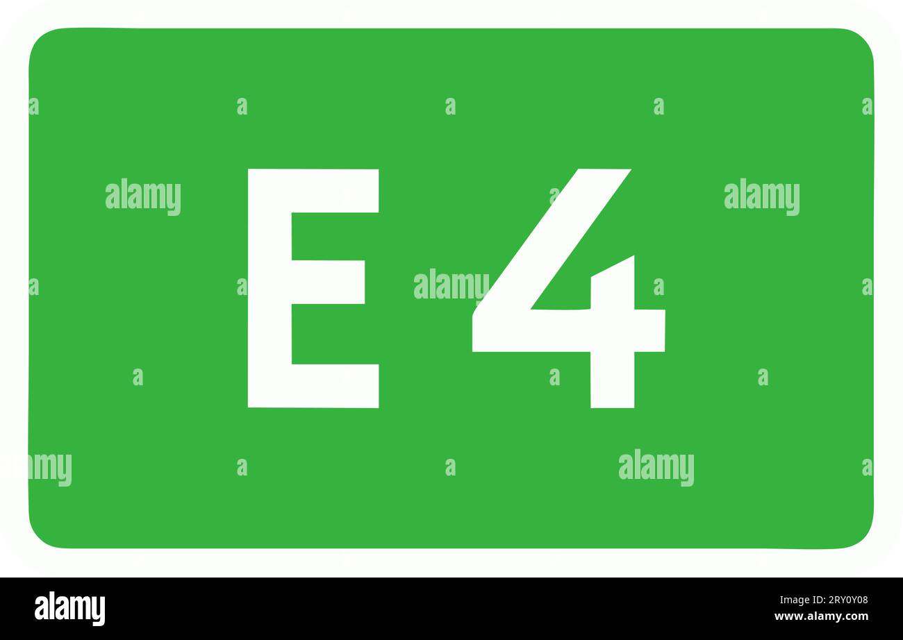 Straßenschild Europäische Autobahn, Schilder mit Informationen, Sonderregelung, Straßenschilder in Schweden Stock Vektor