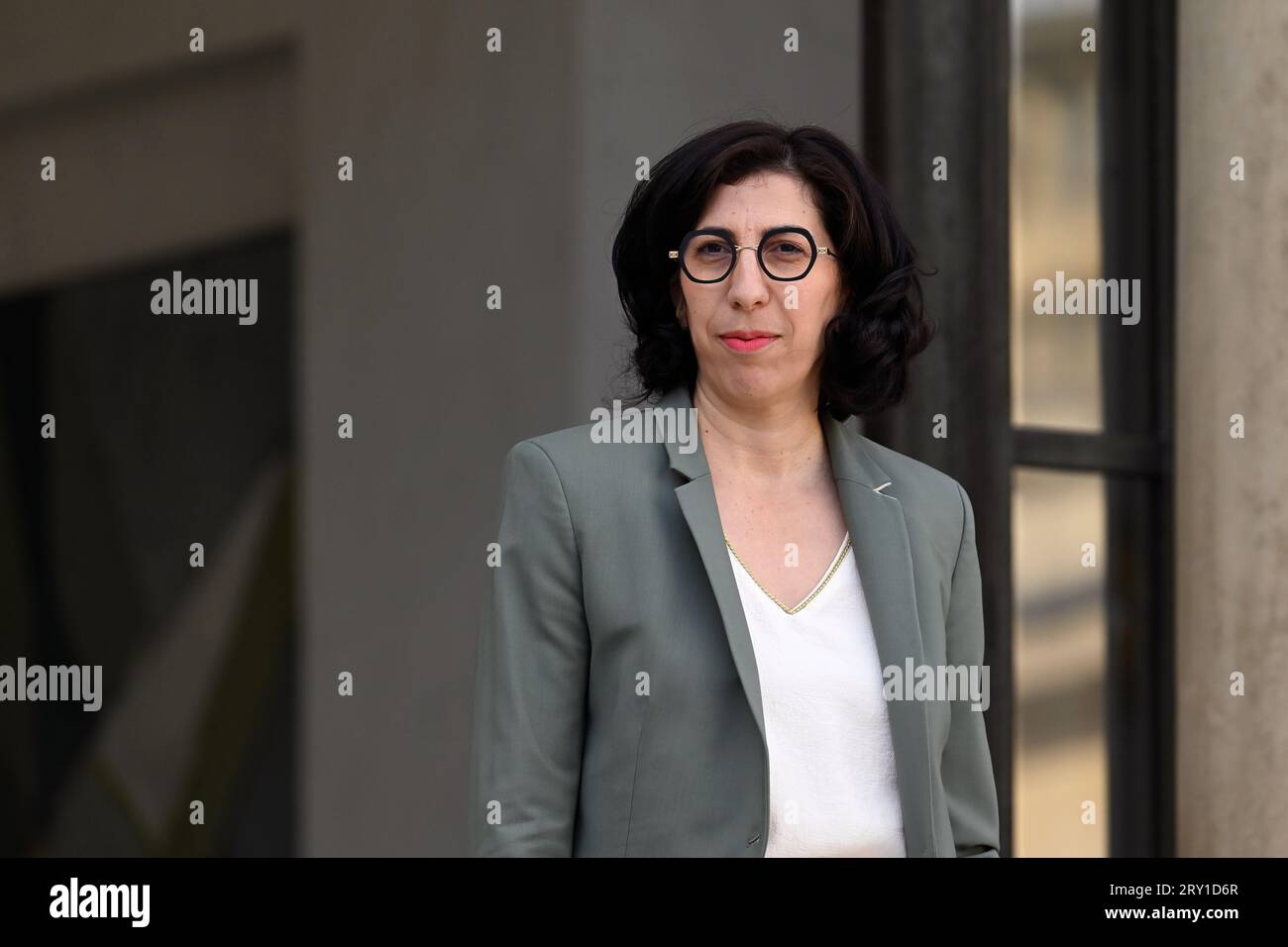 Julien Mattia / Le Pictorium - am Ende der Ministerratstagung am 27. September 2023. - 27/09/2023 - Frankreich / Ile-de-France (Region) / Paris - die Kulturministerin Rima Abdul-Malak am Ausgang des Ministerrates auf dem Elysee, 27. September 2023 Credit: LE PICTORIUM/Alamy Live News Stockfoto