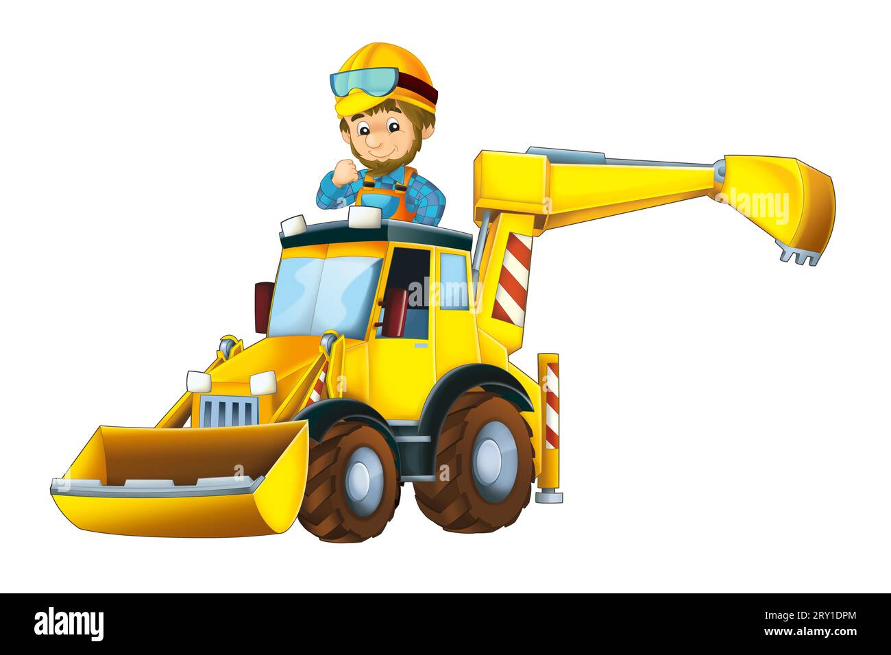 Karikaturbagger für industrielle Use Baustellenillustration für Kinder Stockfoto
