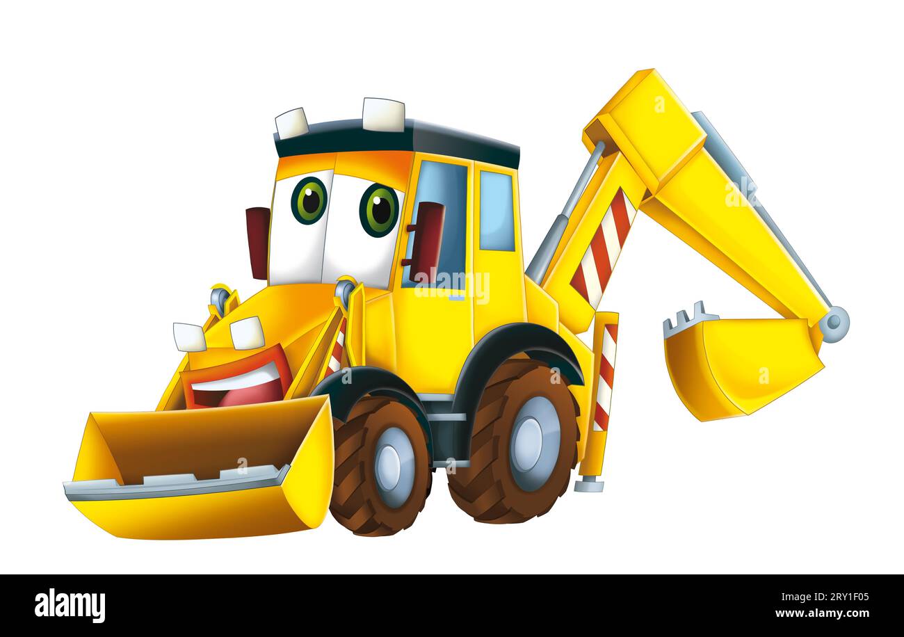 Karikaturbagger für industrielle Use Baustellenillustration für Kinder Stockfoto