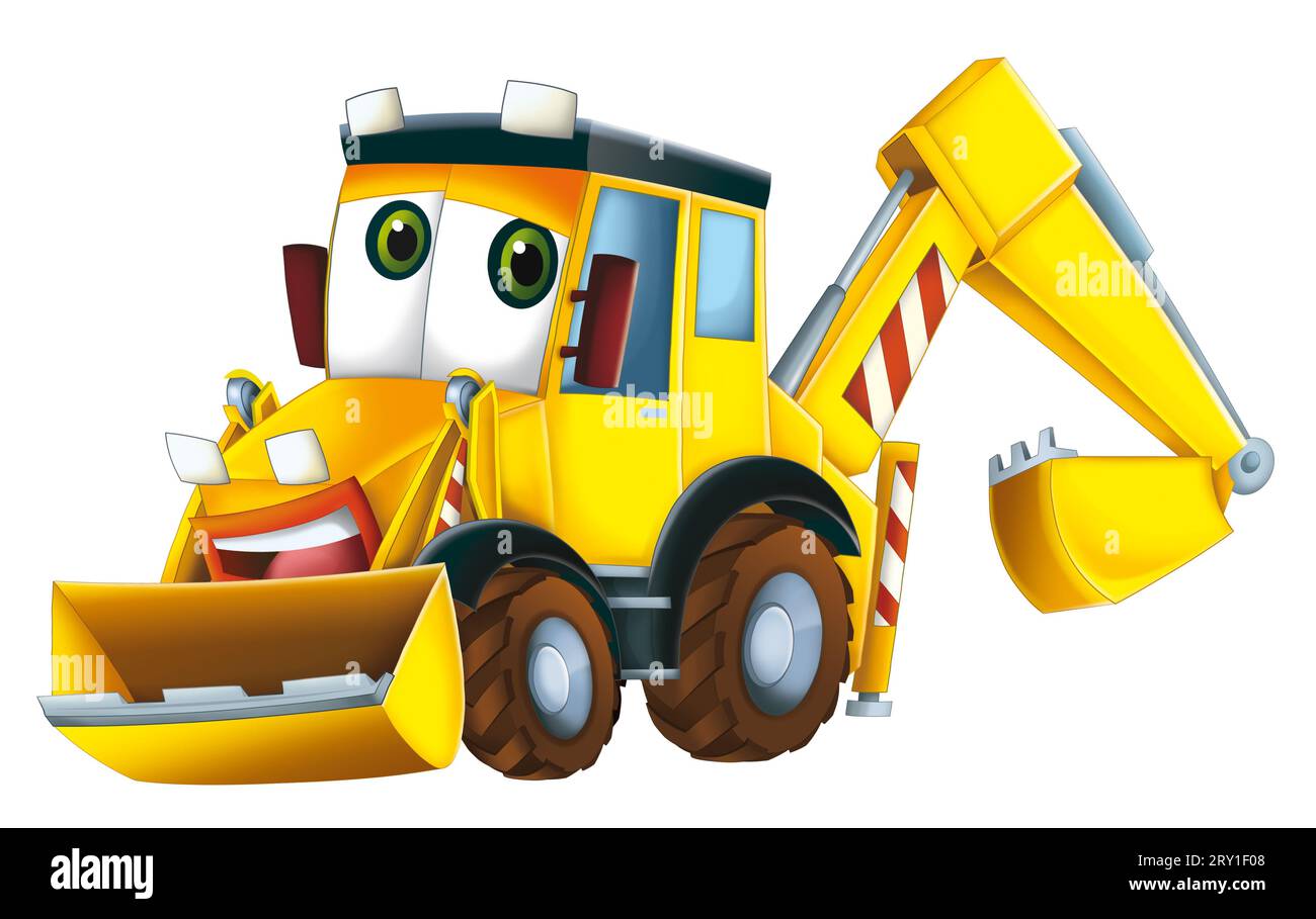 Karikaturbagger für industrielle Use Baustellenillustration für Kinder Stockfoto