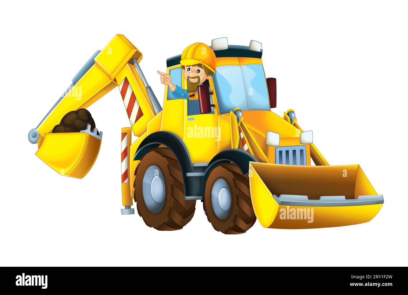 Karikaturbagger für industrielle Use Baustellenillustration für Kinder Stockfoto