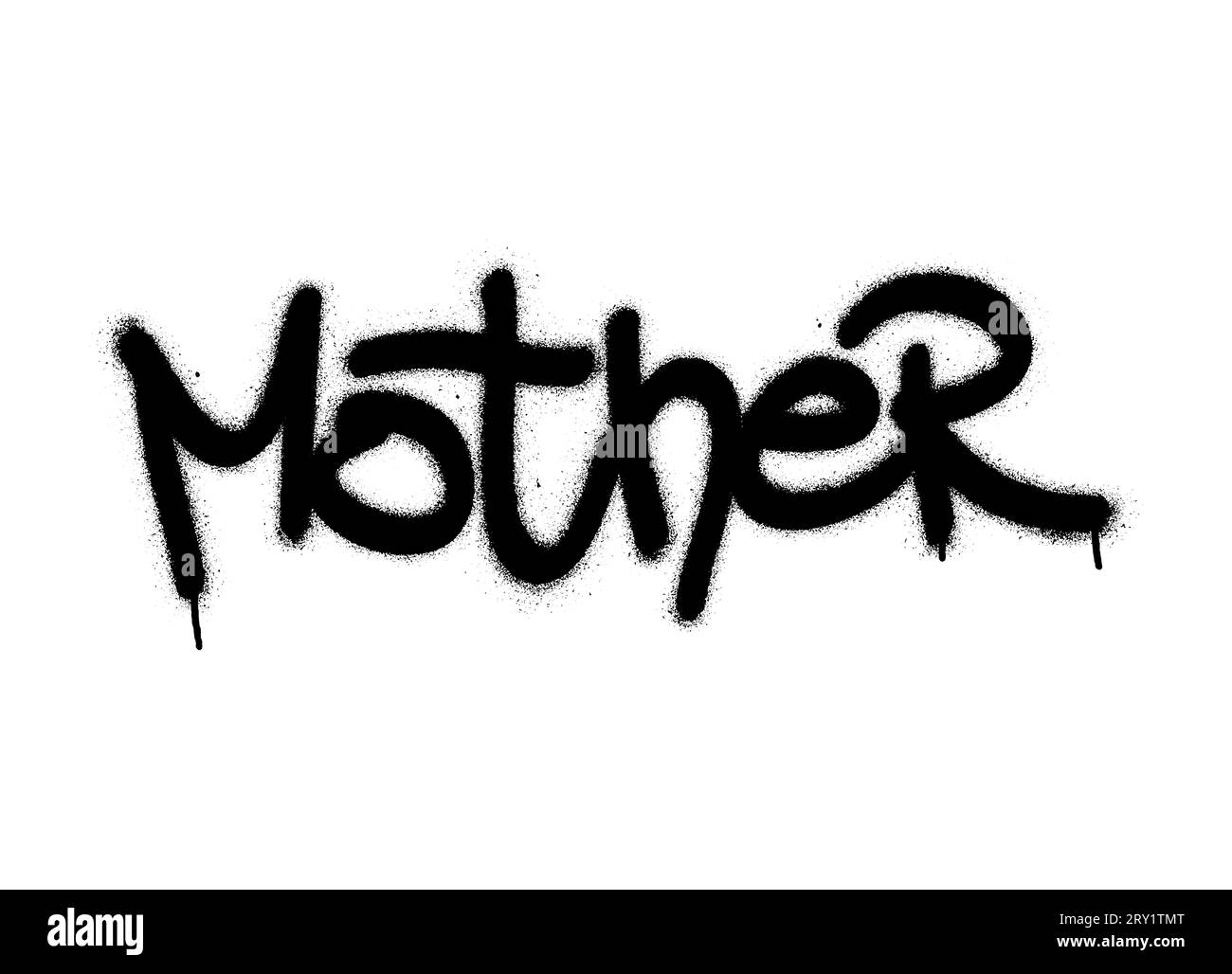 Schwarzes Spraygraffiti zitiert MUTTER über weiß. Stock Vektor