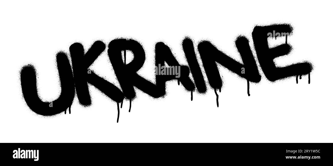Sprühfarbe Graffiti Tag UKRAINE. Weißer Hintergrund. Stock Vektor