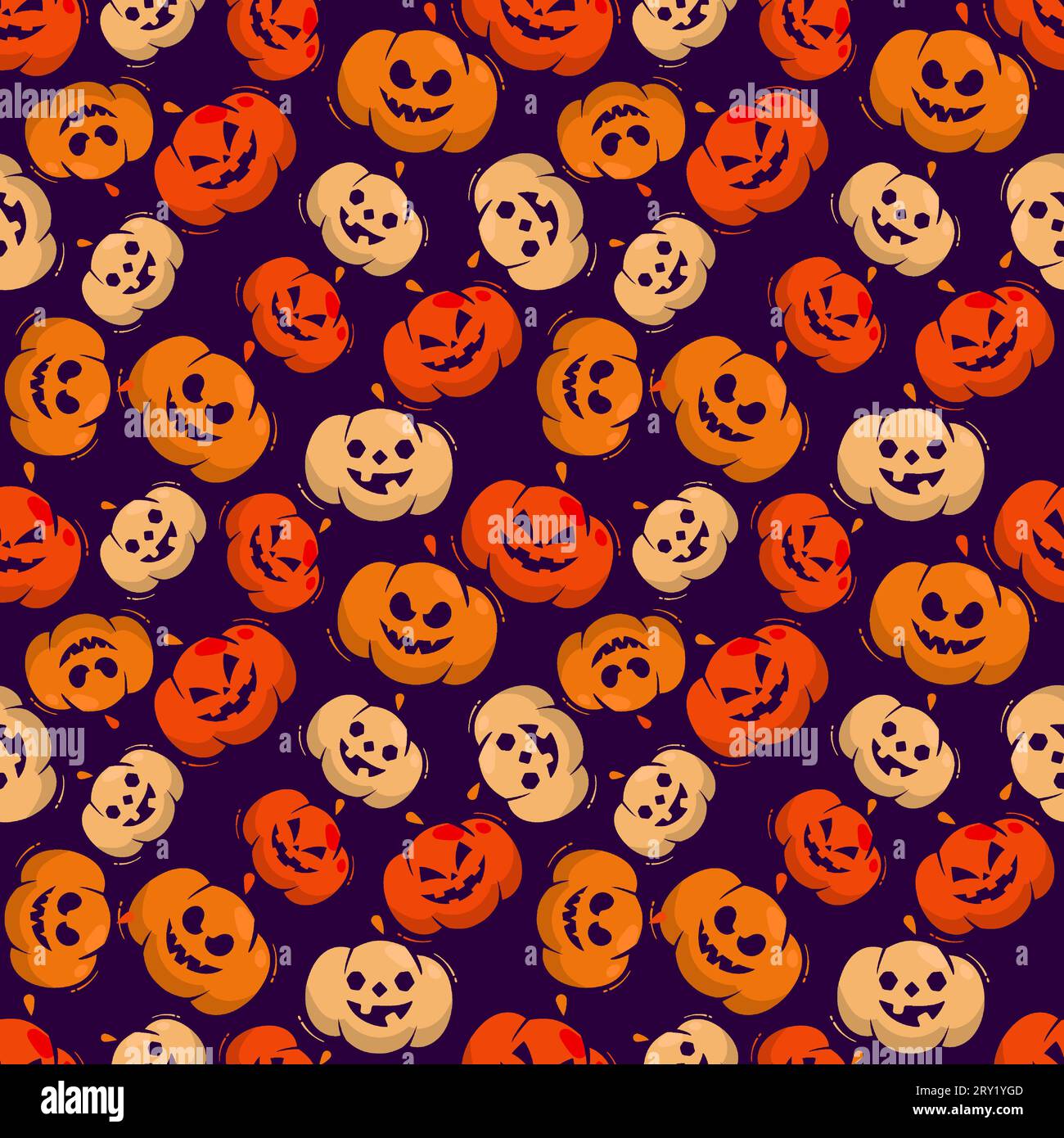 Halloween-Muster mit halloween-Kürbissen in verschiedenen Farben auf dunklem Hintergrund Stock Vektor