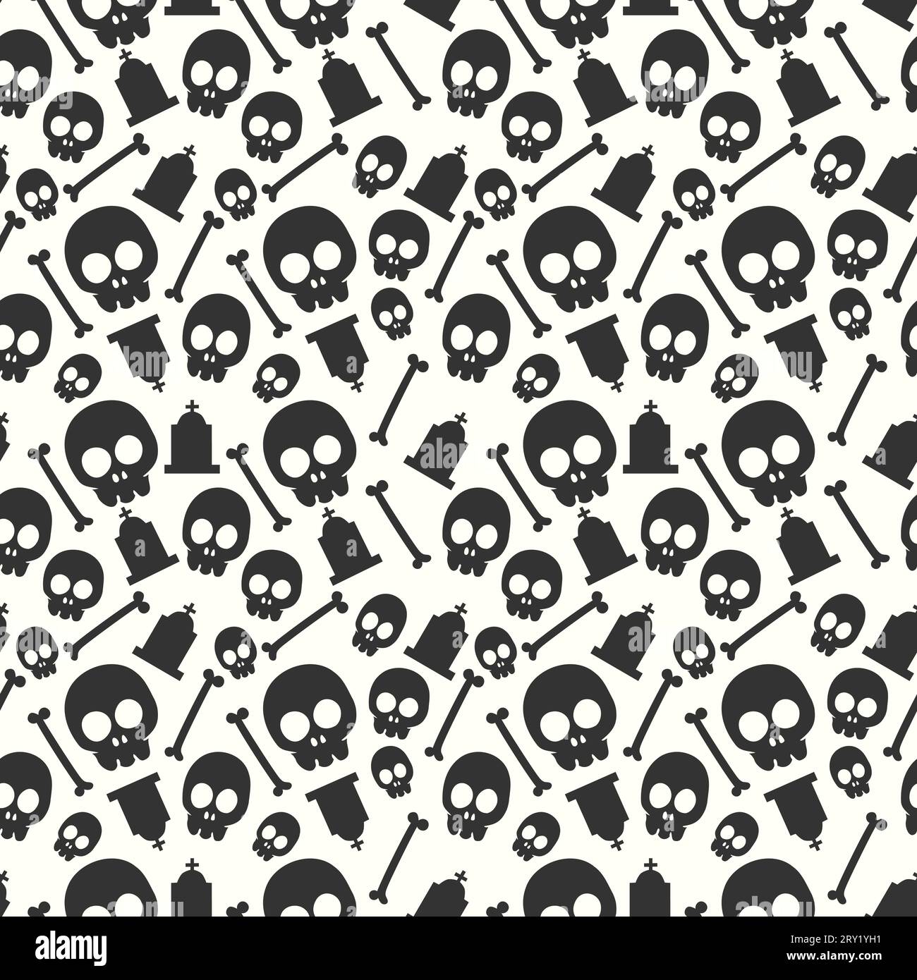 Halloween-Muster mit schwarz-weißem halloween-Totenkopf und Knochen Stock Vektor