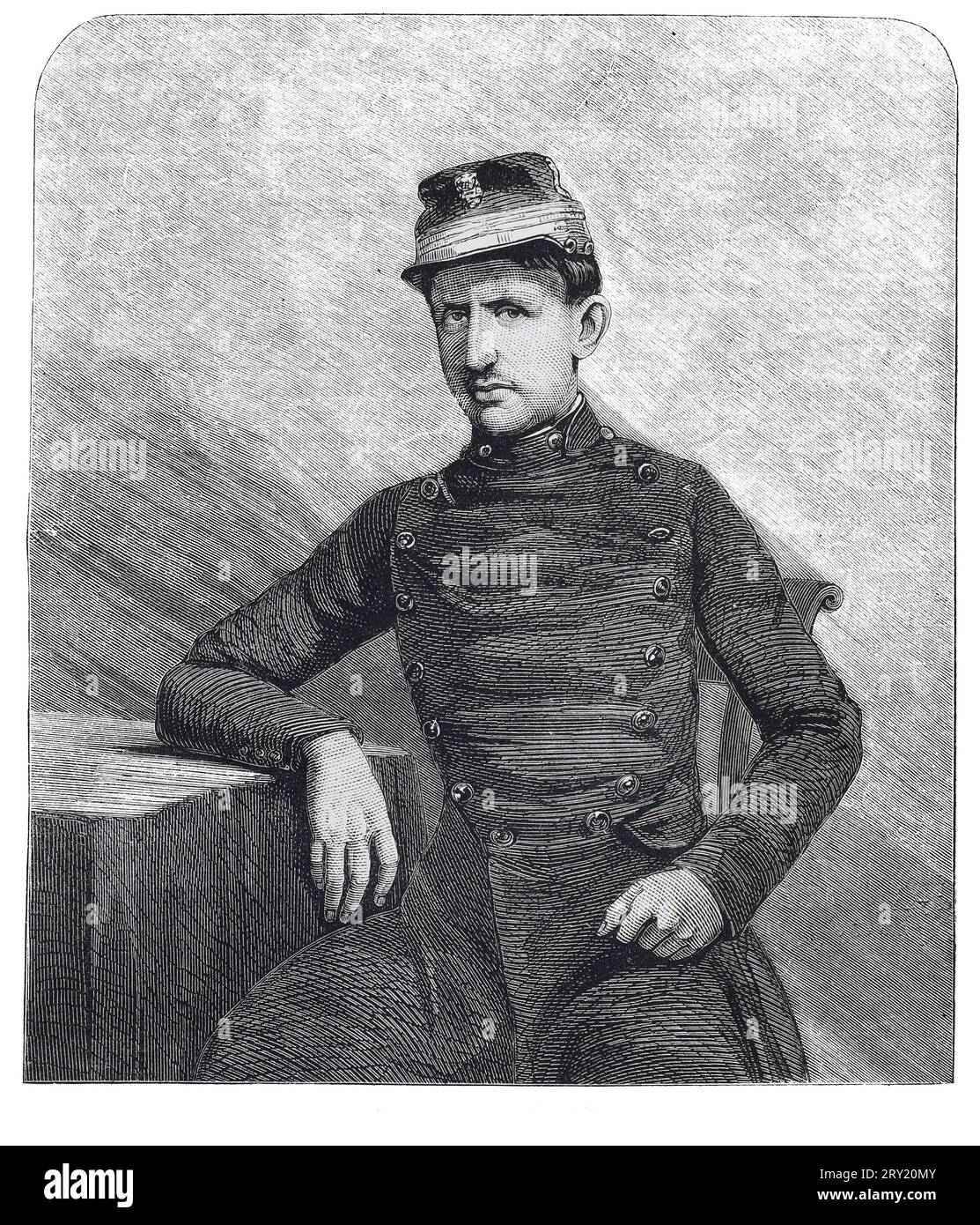 Porträt von Franz II., dem letzten König von Neapel, 1860. Schwarz-weiß-Abbildung Stockfoto