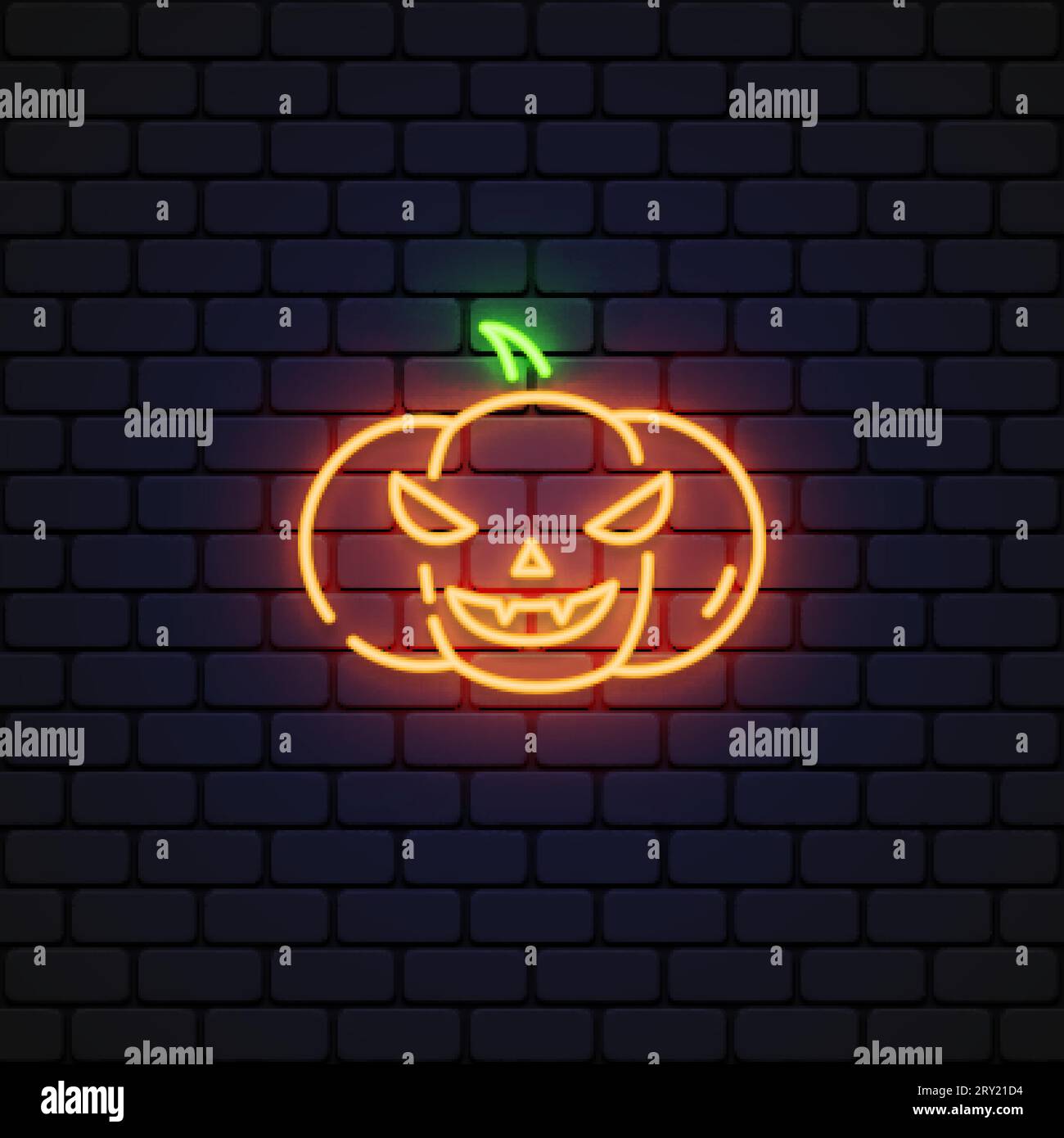 Kürbis halloween im Neon-Stil auf hellem Hintergrund. Vektorillustration Stock Vektor