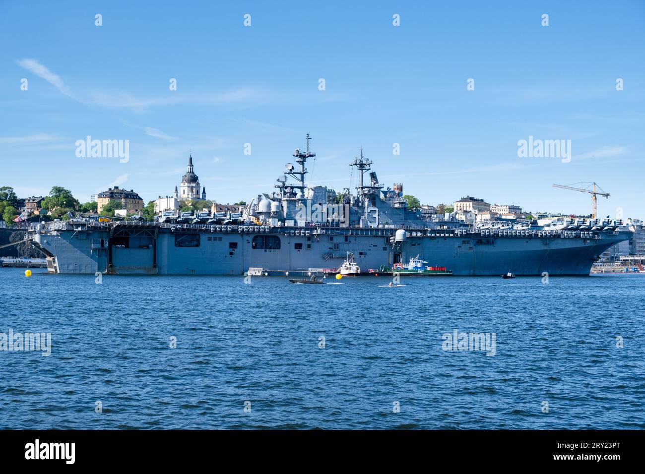 US-amerikanischer Flugzeugträger USS Kearsarge in Stockholm, Schweden Hafen für NATO-Militärübungen. Foto: Rob Watkins Stockfoto