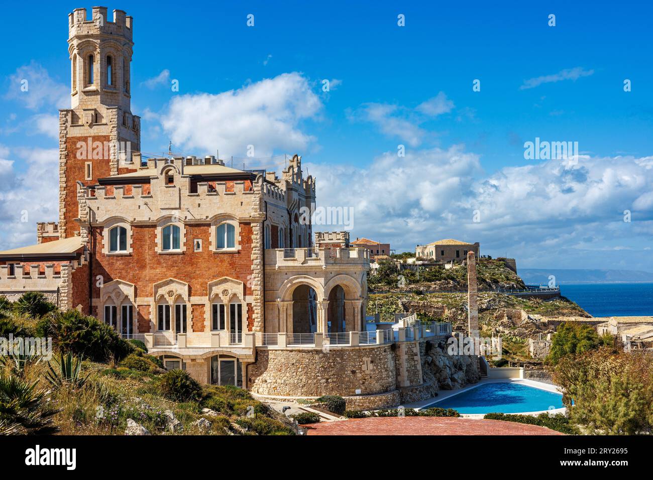 Castello Tafuri im Südosten der Insel Sizilien, Italien Stockfoto