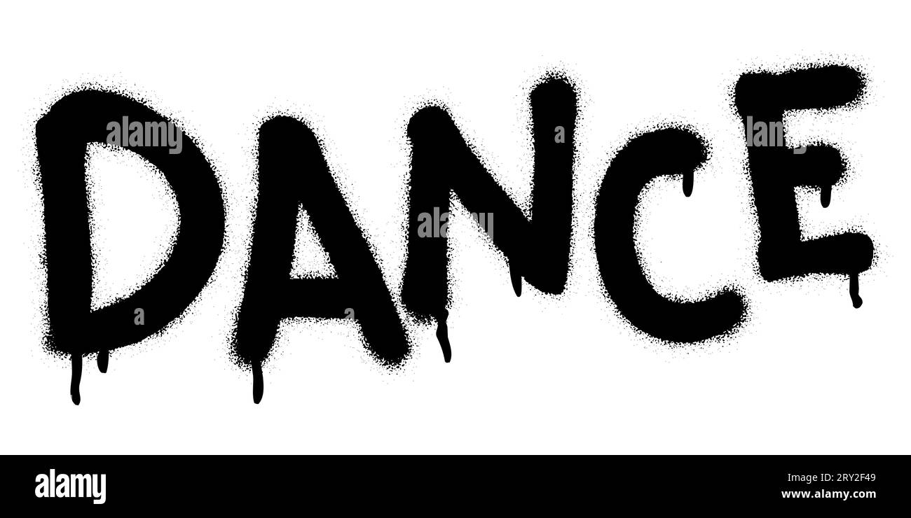 Graffiti WORTTANZ über weiß sprühen. Musikalisches Genrekonzept. Stock Vektor