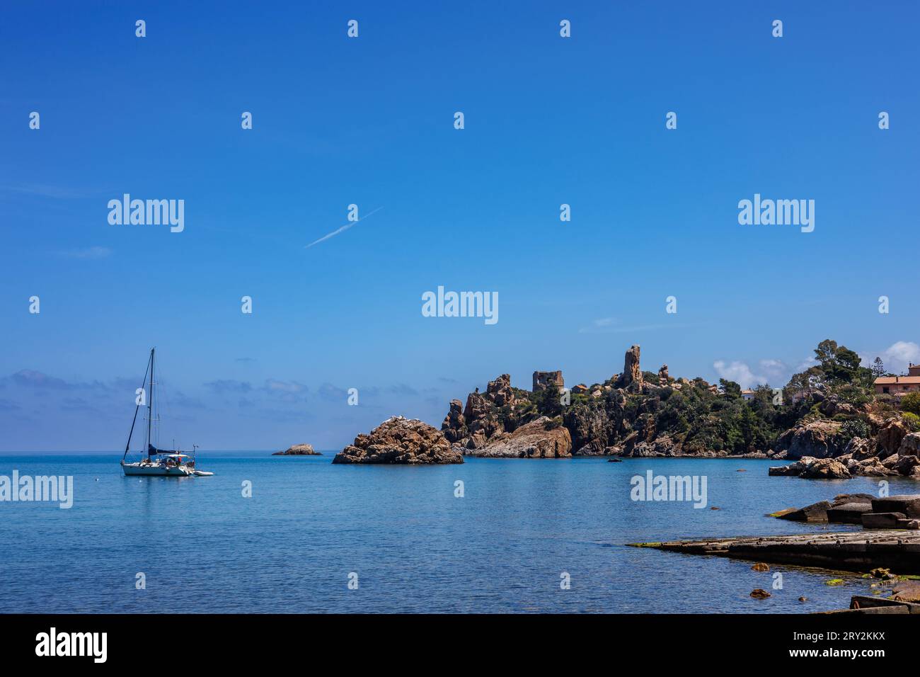 Der Hafen von Cefalu auf der Insel Sizilien, Italien Stockfoto