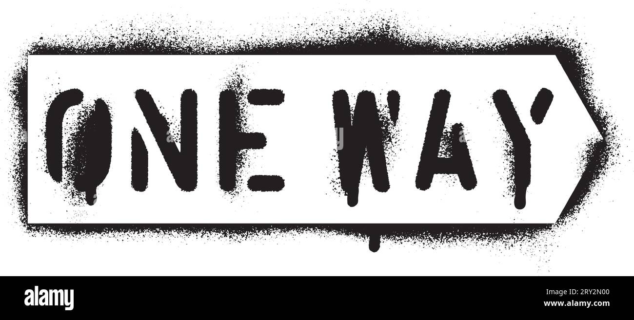 Straßenschild „One Way“. Graffiti-Schablone sprühen. Stock Vektor