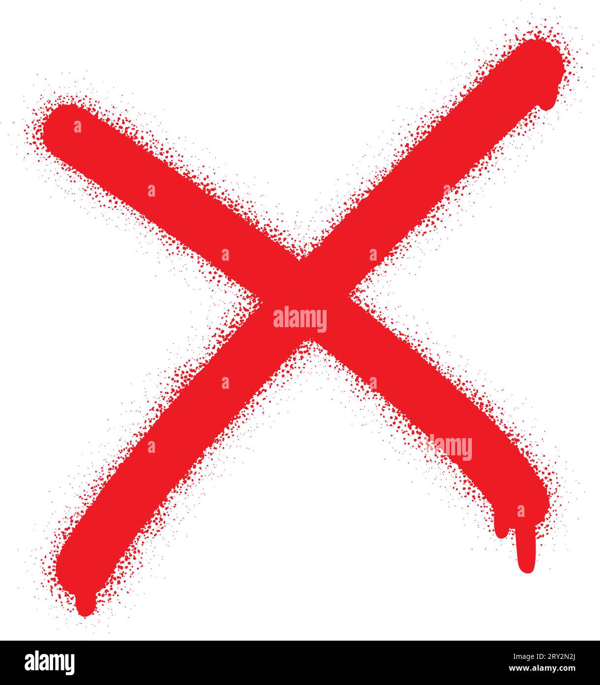 Isoliertes rotes Spraygraffiti-Zeichen (mit Bedeutung: NEIN, FALSCH, VERBOTEN, ABBRECHEN, UNGÜLTIG, STOPP) auf weißem Hintergrund. Stock Vektor