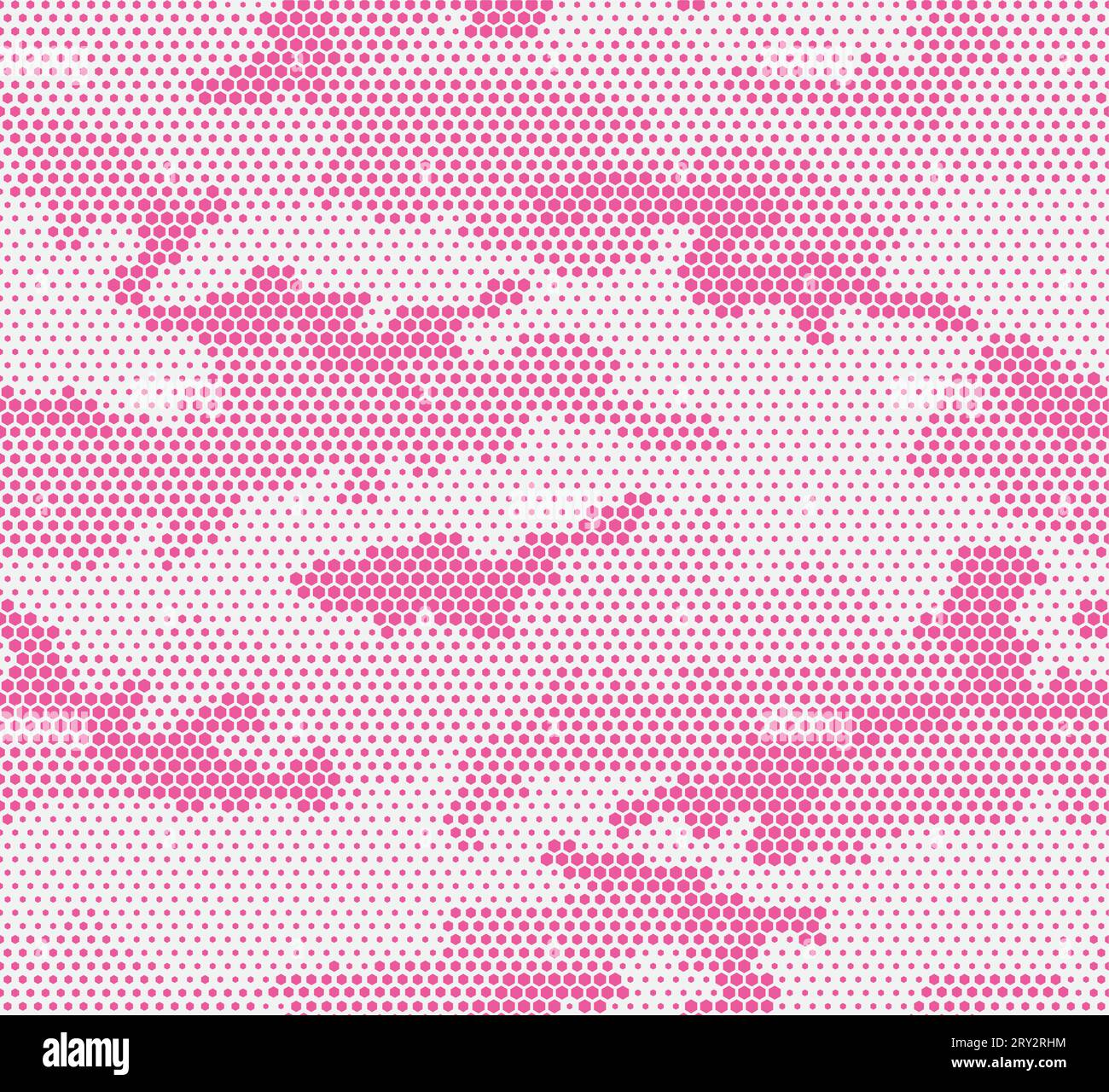 Nahtloses Camouflage-Muster für Damen. Hexagonale (Wabenstruktur) Textur. Rosa und weiß. Stock Vektor