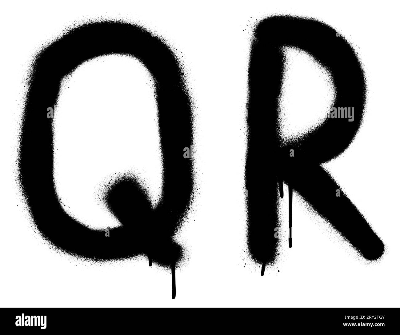 Schwarze Spraygraffiti-Buchstaben ''Q'', ''R''. Teil 9 Stock Vektor
