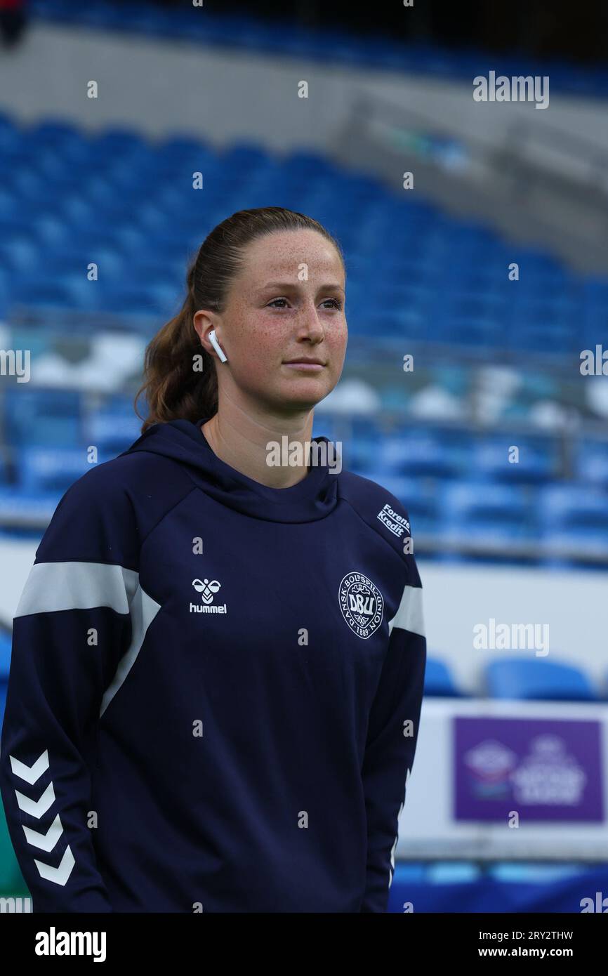 Cardiff, Wales, 26. September 2023: Aktion des Fußballspiels der UEFA Womens Nations League zwischen Wales und Dänemark im Cardiff City Stadium in Cardiff, Wales. (James Whitehead/SPP) Stockfoto