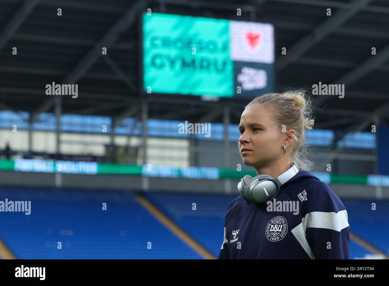 Cardiff, Wales, 26. September 2023: Aktion des Fußballspiels der UEFA Womens Nations League zwischen Wales und Dänemark im Cardiff City Stadium in Cardiff, Wales. (James Whitehead/SPP) Stockfoto