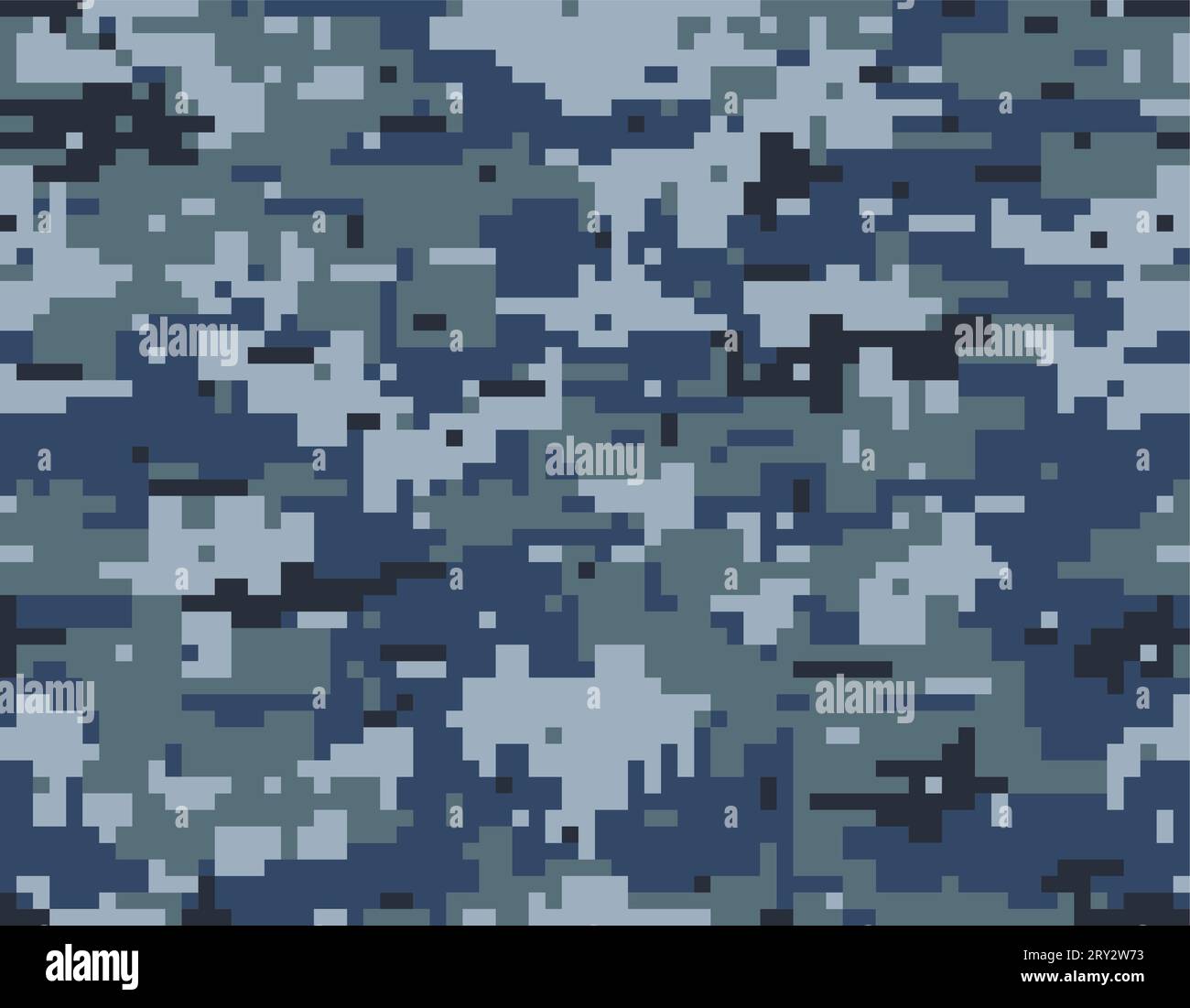 Marineblaues Camouflage-Muster. Digitaler Stil Stock Vektor
