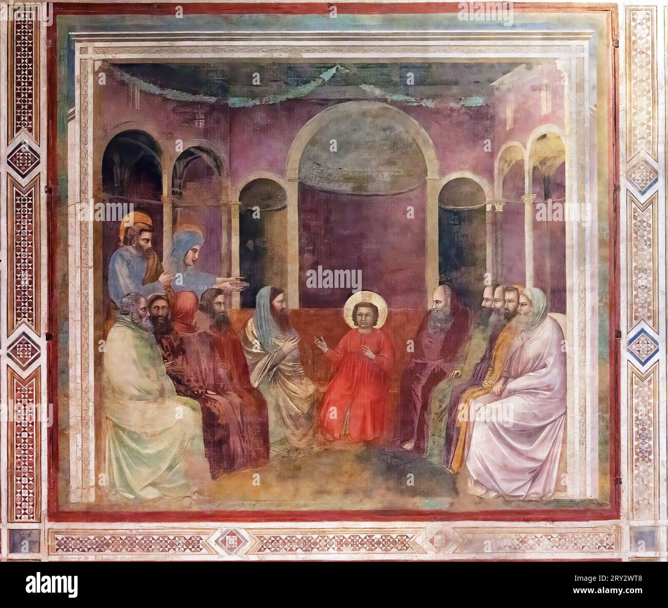 Christus unter den Ärzten von Giotto in der Scrovegni-Kapelle, Padua Stockfoto