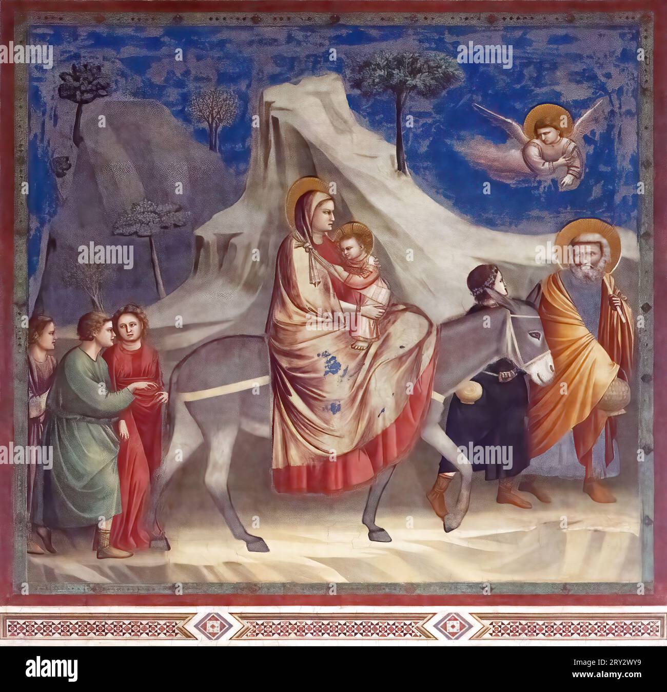 Der Flug nach Ägypten durch Giotto in der Scrovegni-Kapelle, Padua Stockfoto