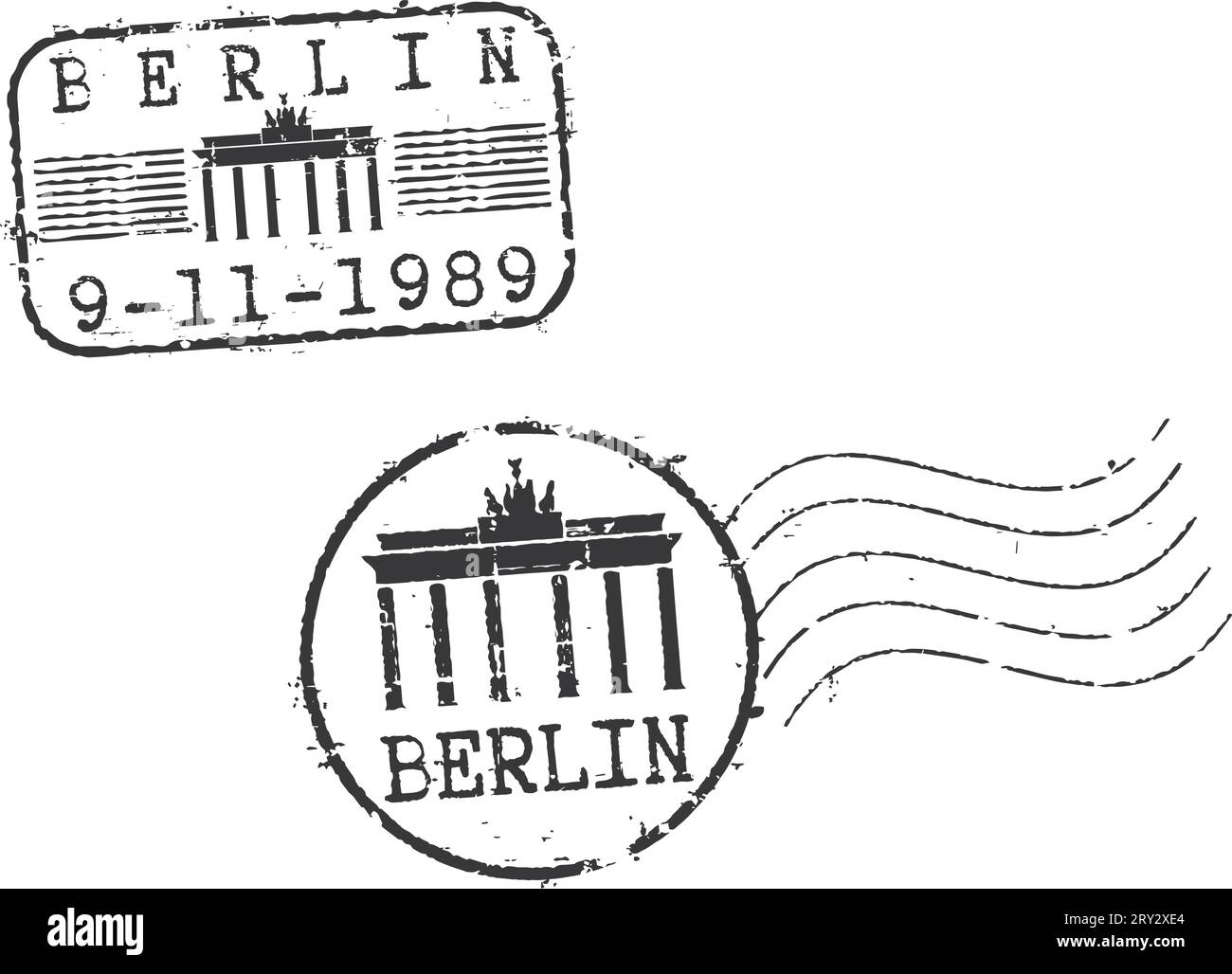 Grunge-Briefmarken 'Berlin' mit Brandenburger Tor Stock Vektor
