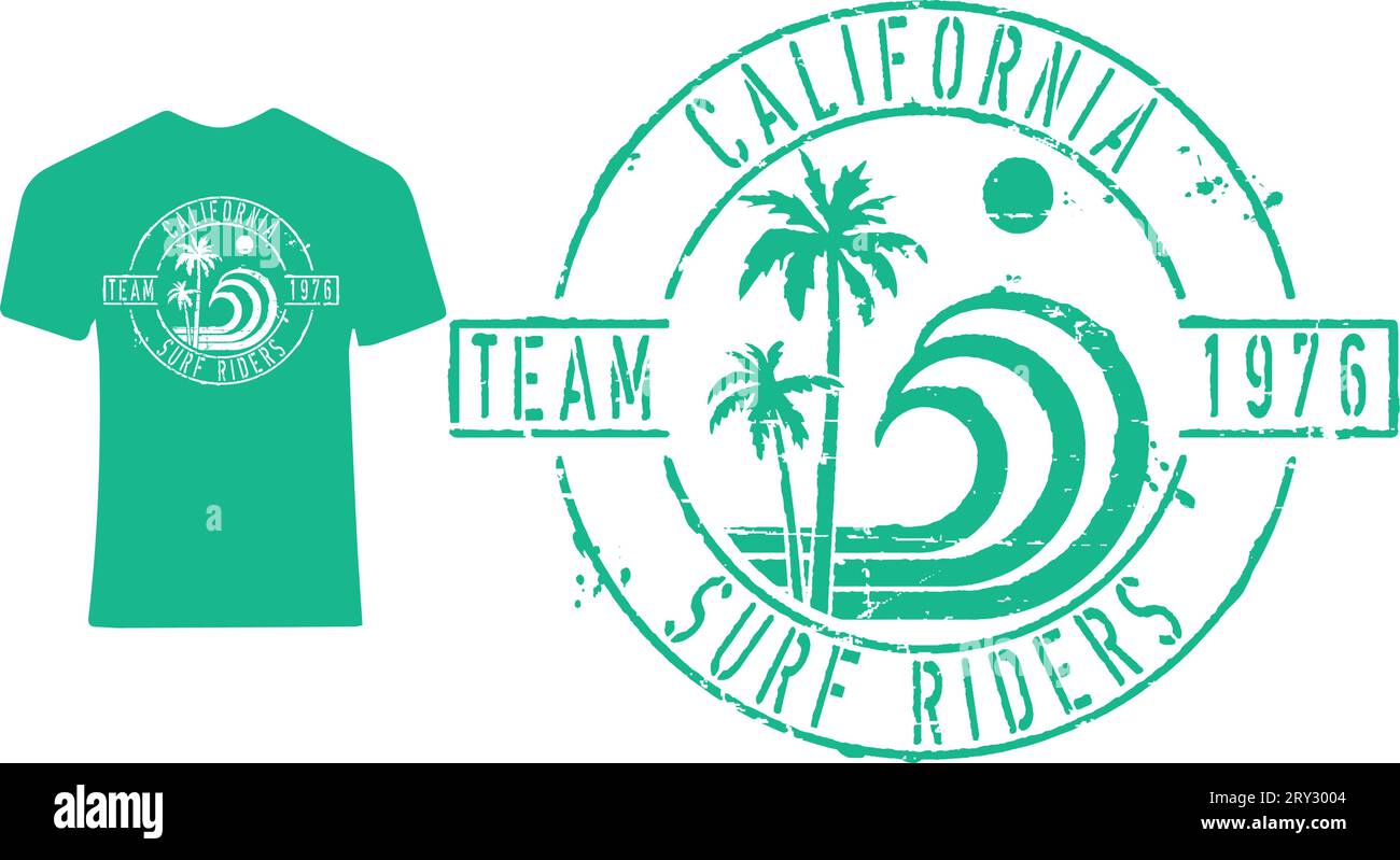 "California Surf Riders" Stempelgrafik für T-Shirt, Poster... Stock Vektor