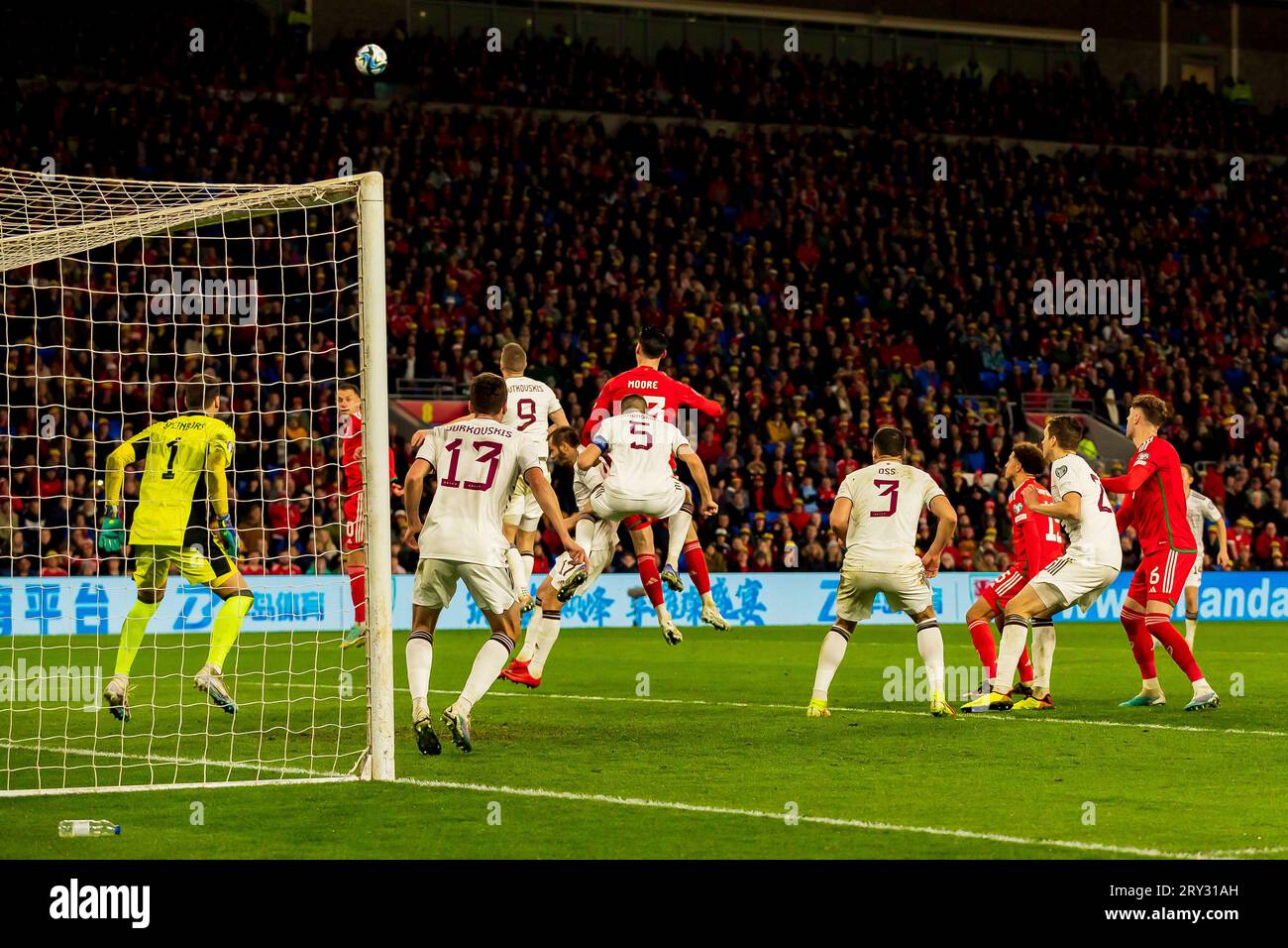 Cardiff, Wales - 28. März 2023: Qualifikationsspiel der Gruppe D zur UEFA-Europameisterschaft Wales gegen Lettland im Cardiff City Stadium. (Bild von Colin Ewart/P Stockfoto