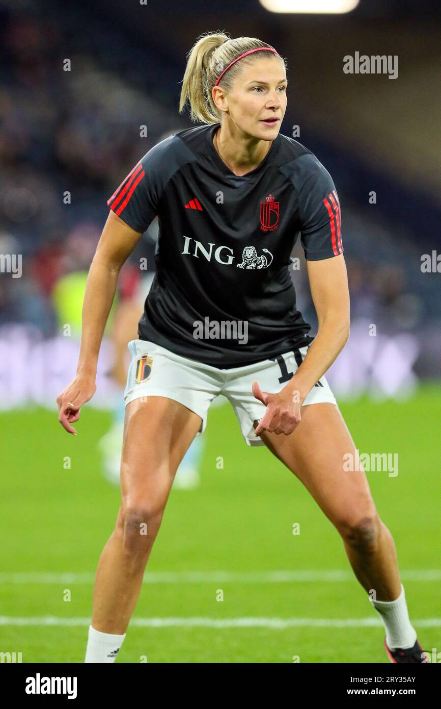 JUSTINE VANHAEVERMAET, professionelle Fußballspielerin, spielt für die Belgische Frauen-Nationalmannschaft. Bild, das während einer Schulungssitzung aufgenommen wurde. Stockfoto
