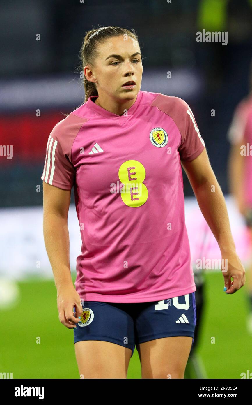 KIRSTY HANSON, professionelle Fußballspielerin, spielt für die schottische Frauen-Nationalmannschaft. Bild, das während einer Schulungssitzung aufgenommen wurde. Stockfoto