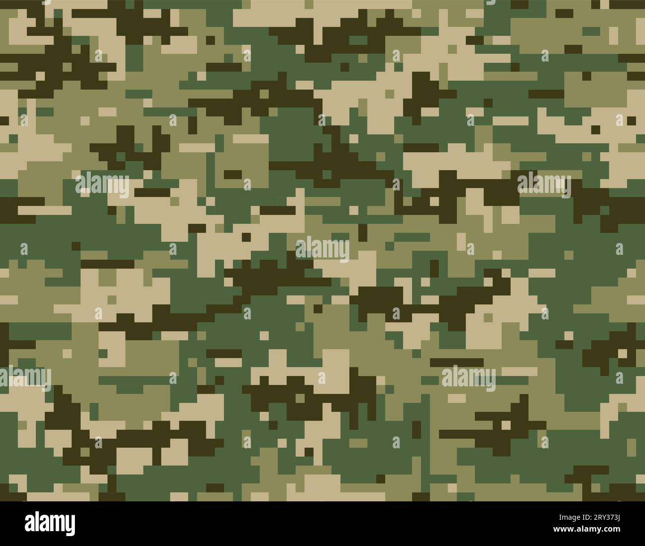 Nahtloses Camouflage-Muster. Vier Grüntöne. Waldstil und digitale Formen (Pixel). Stock Vektor