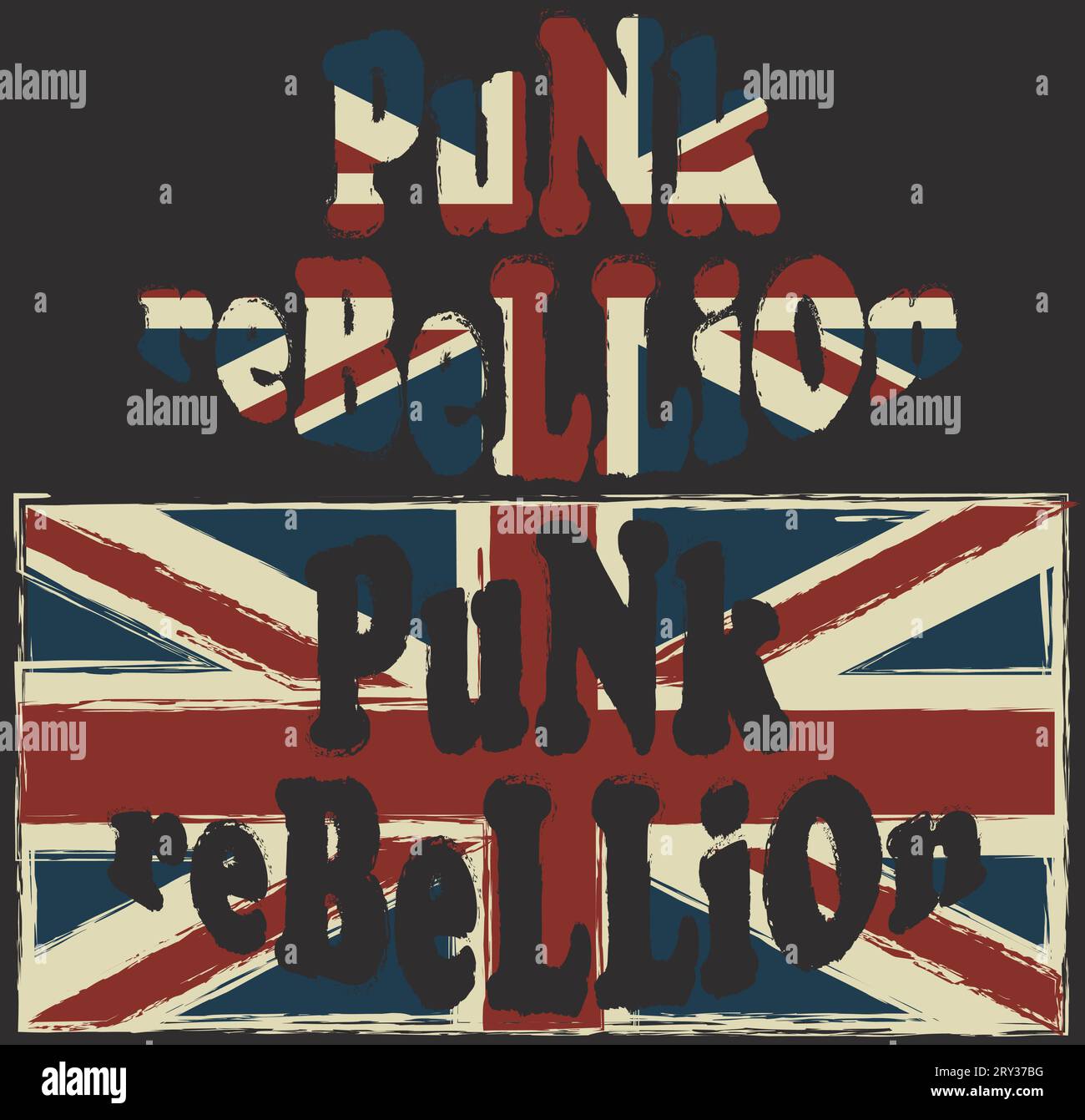 Grunge Punk Rebellion und britische Flagge Stock Vektor