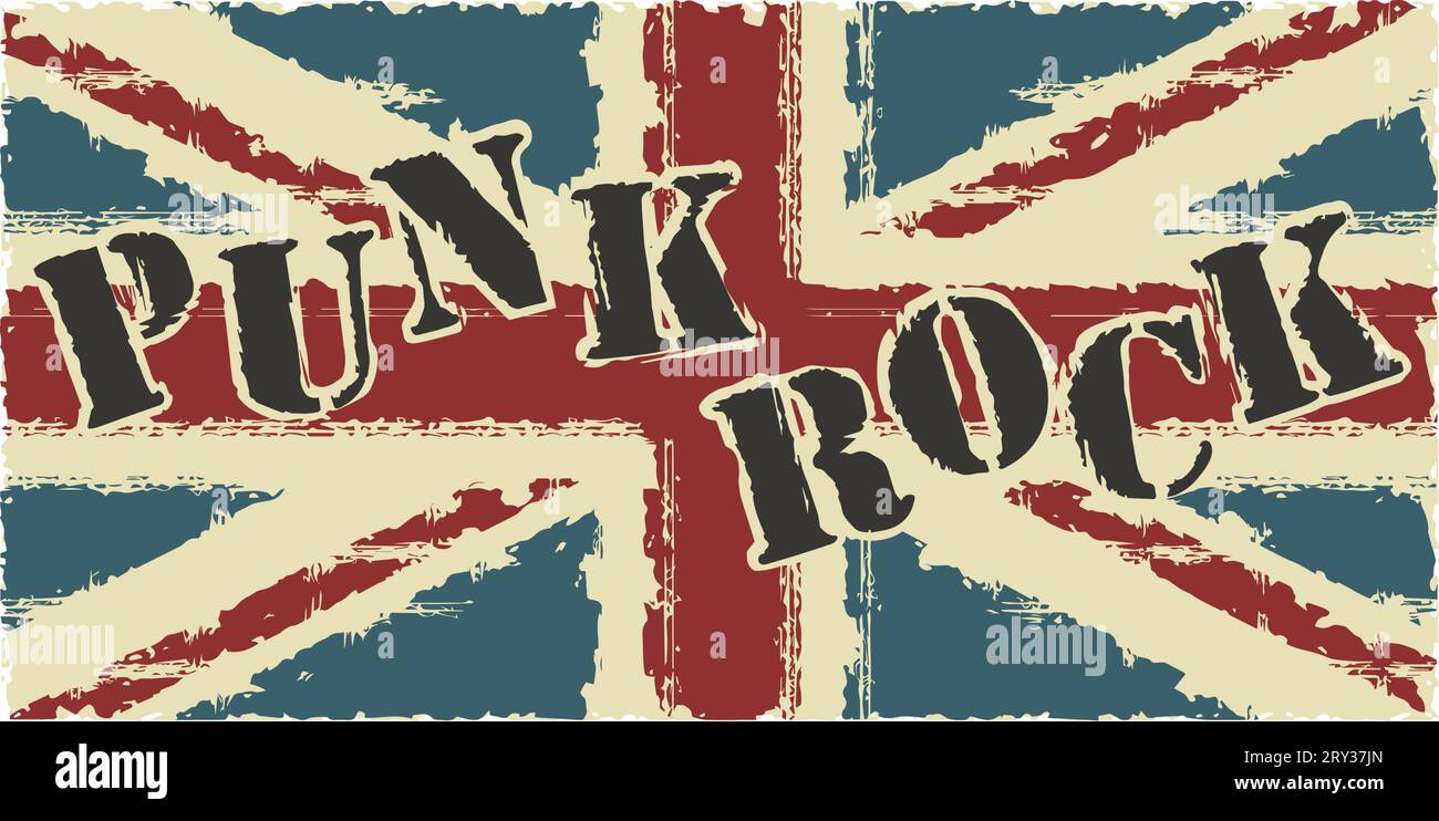 Punk Rock britische Grunge-Flagge. Stock Vektor