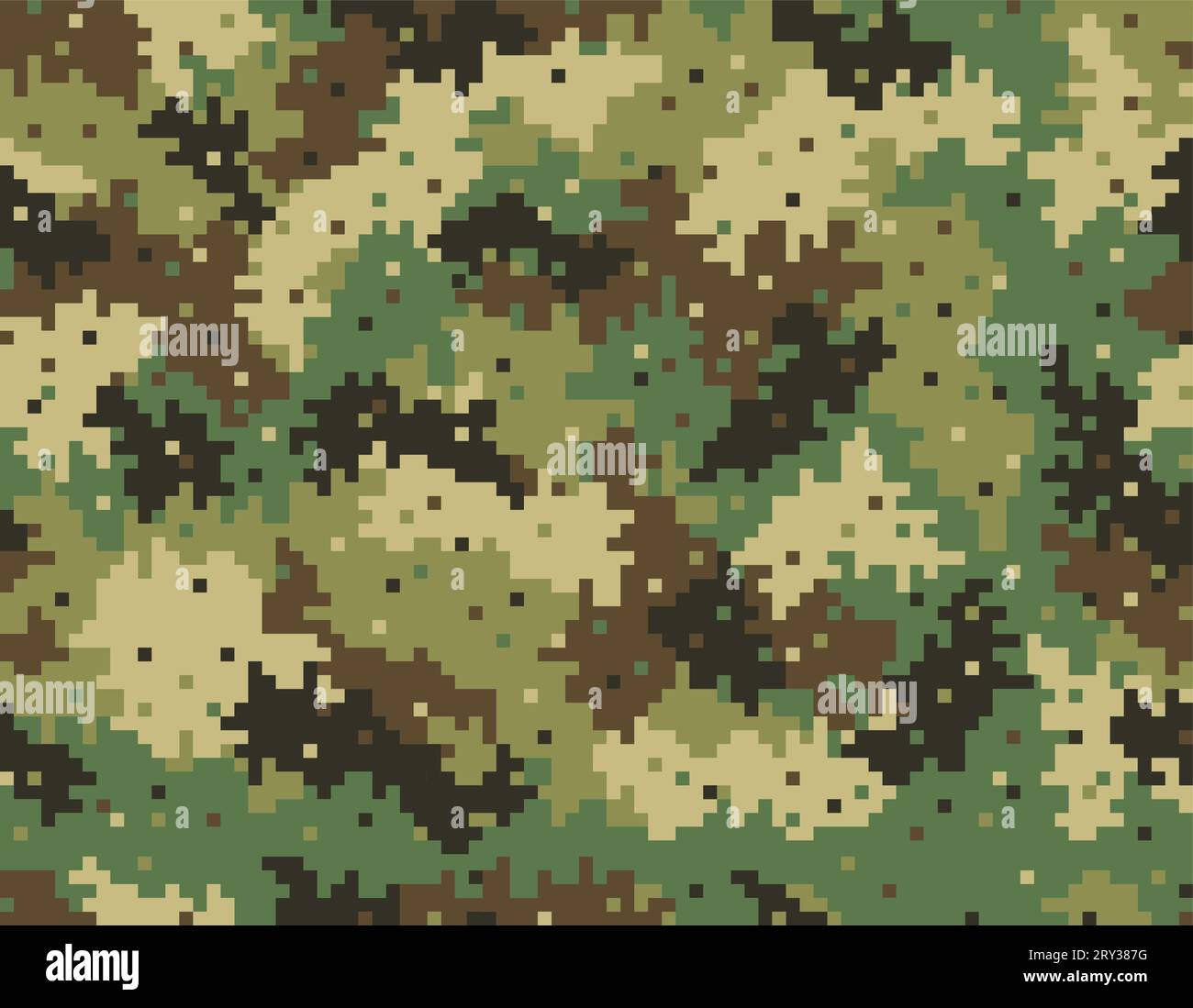 Nahtloses Camouflage-Muster. Fünf Militärfarben. Digitale gepixelte Formen. Stock Vektor