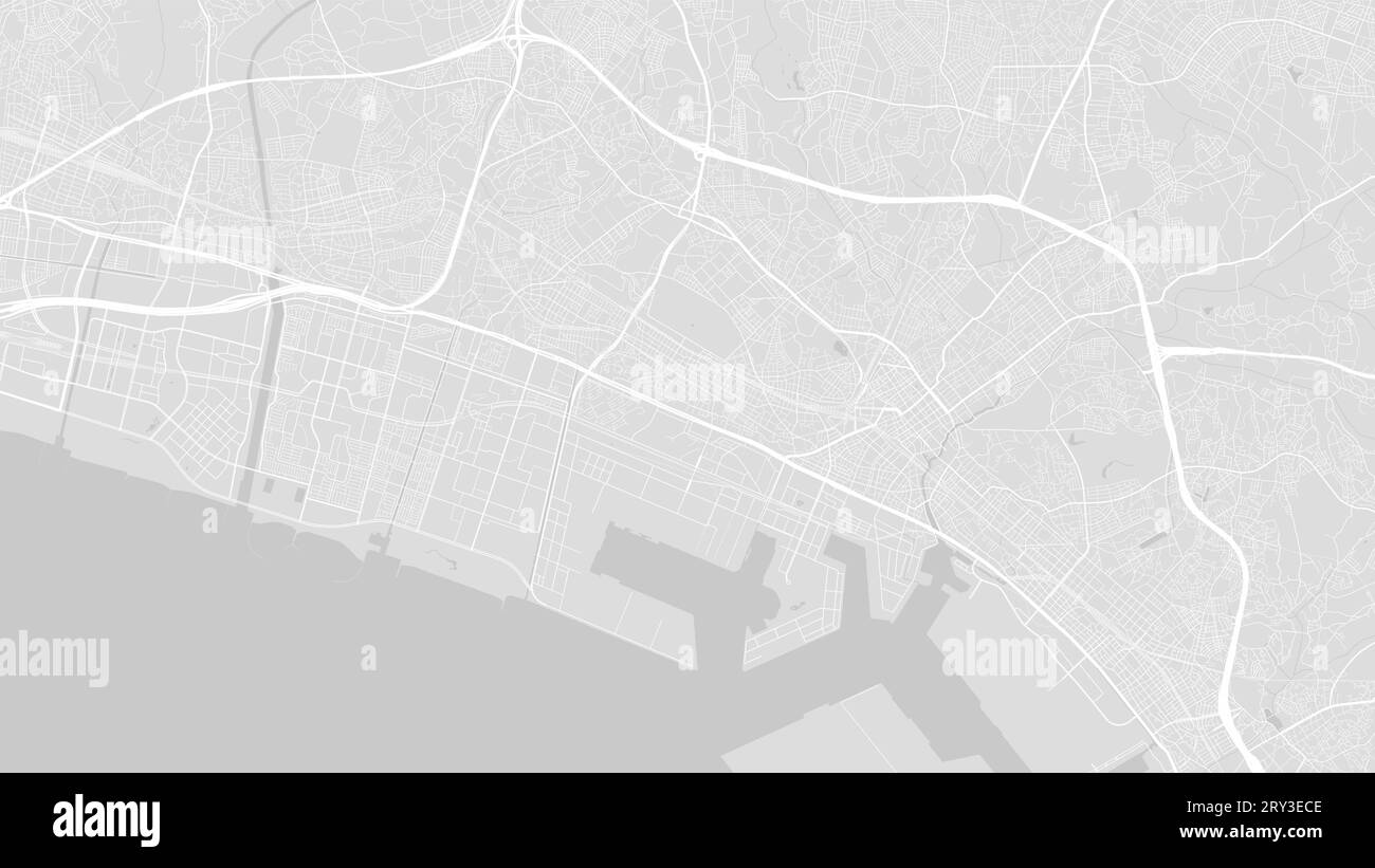 Hintergrund Chiba-Karte, Japan, weißes und hellgraues Stadtplakat. Vektorkarte mit Straßen und Wasser. Breitbildformat, digitale Roadmap mit flachem Design. Stock Vektor