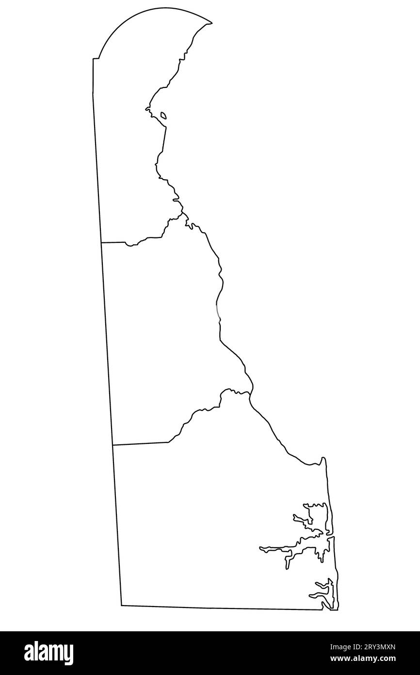 Detaillierte Abbildung – Umriss der Delaware State Map Stockfoto