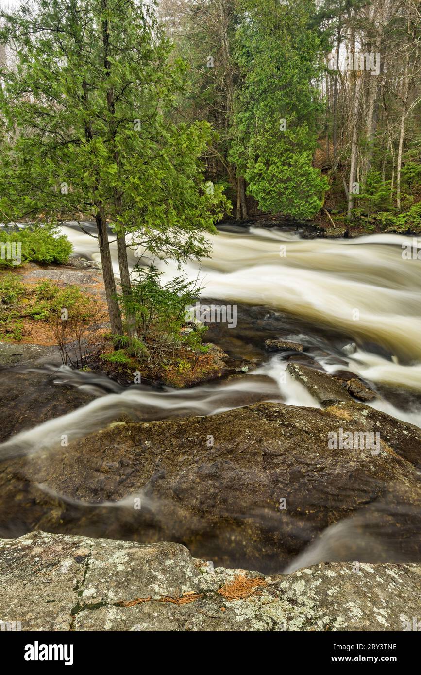 Rapids direkt über Buttermilk Falls, Adirondack Park, Long Lake, Hamilton County, New York Stockfoto