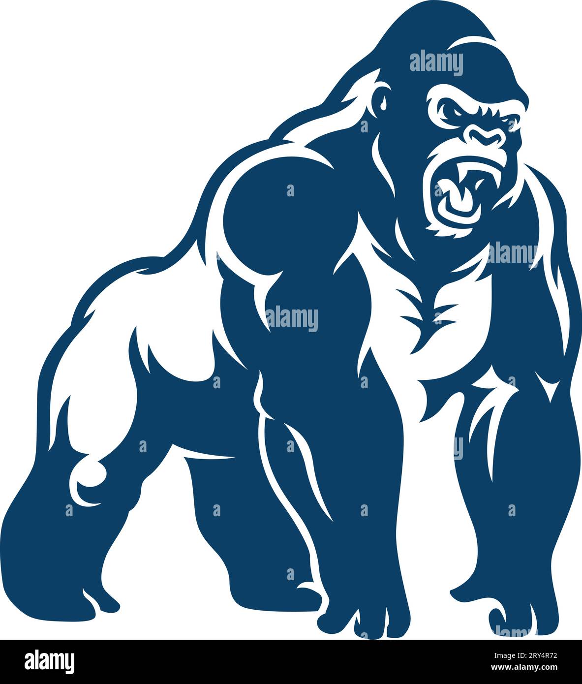 Aggressive Muskulöse Gorilla Standing Illustration Stock Vektor