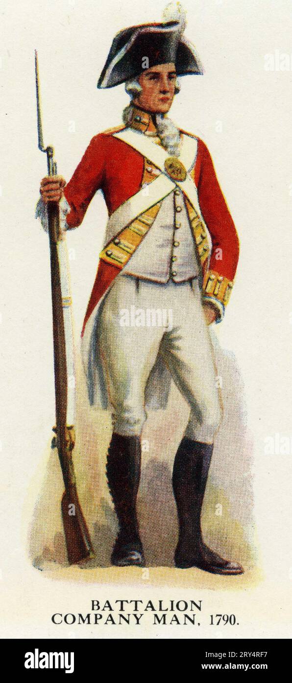 Halbton eines Bataillonskompaniers im Sussex-Regiment, 1790 Stockfoto