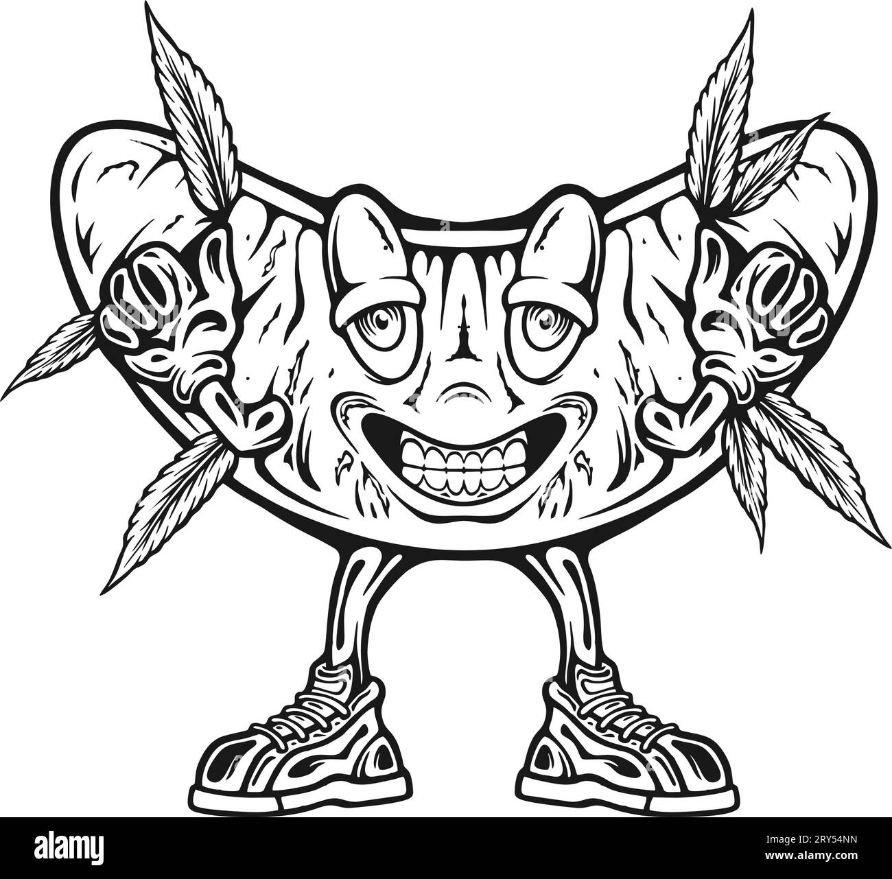 Smile Citrus Slice Chronik Unkrautsorte monochrome Vektorgrafiken für Ihr Firmenlogo, Merchandise-T-Shirt, Aufkleber und Etikettendesigns, Poster, Stock Vektor